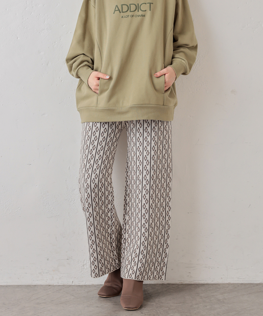小紋柄ジャガードニットパンツ | natural couture(ナチュラル