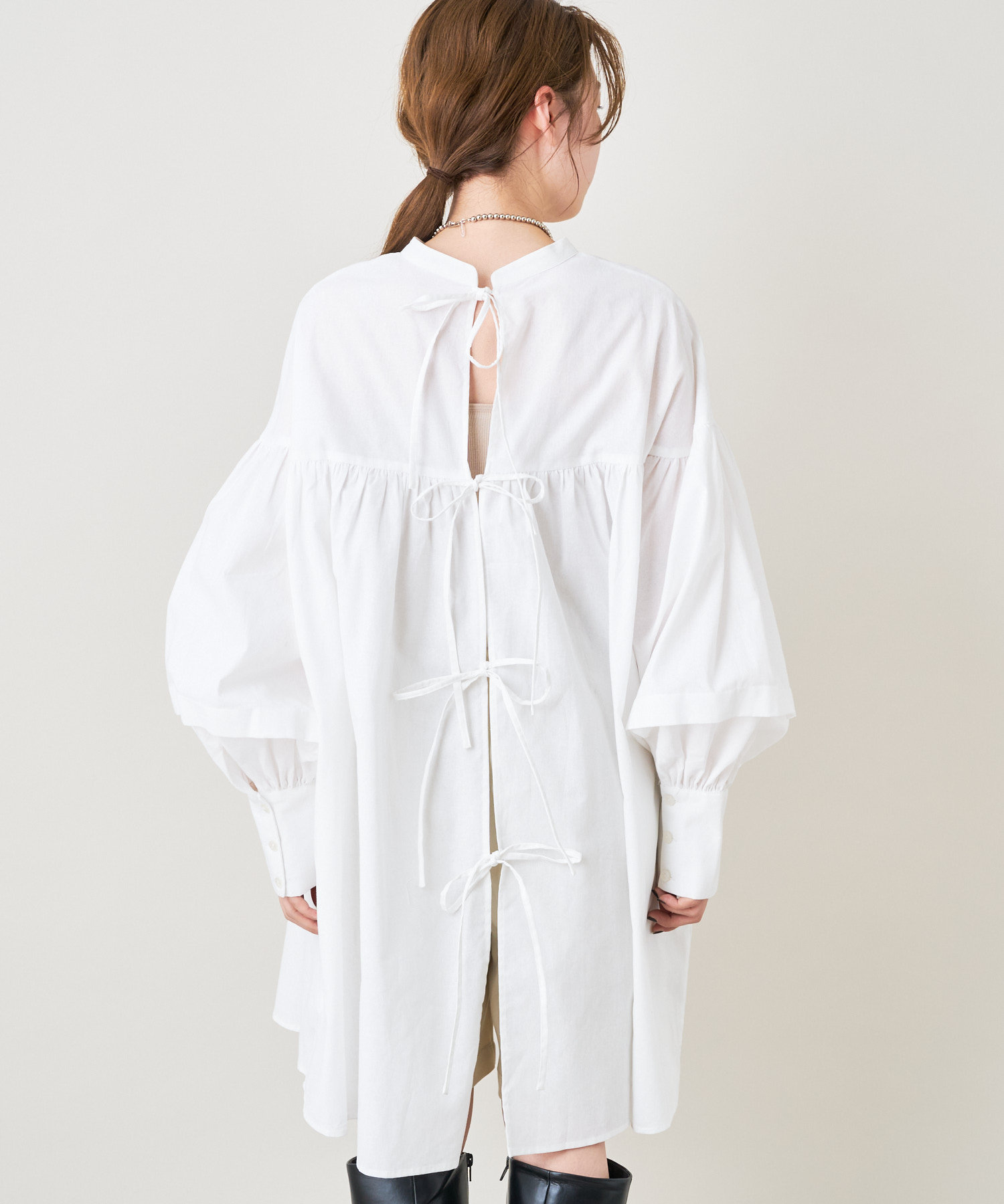 Back紐コットンチュニックブラウス Kastane カスタネ レディース Pal Closet パルクローゼット パルグループ公式ファッション通販サイト