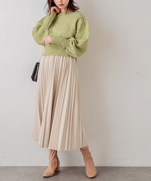 ポンチスエードプリーツスカート | natural couture(ナチュラル