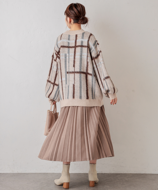 natural couture(ナチュラルクチュール) ポンチスエードプリーツスカート