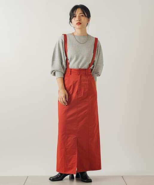 OUTLET(アウトレット) 【Kastane】サテン織りサス付き編み上げスカート