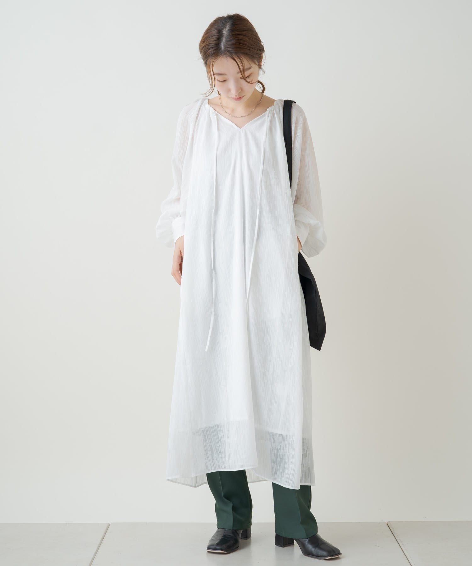 シアージャガードボリューム袖ワンピース Kastane カスタネ レディース Pal Closet パルクローゼット パルグループ公式ファッション通販サイト