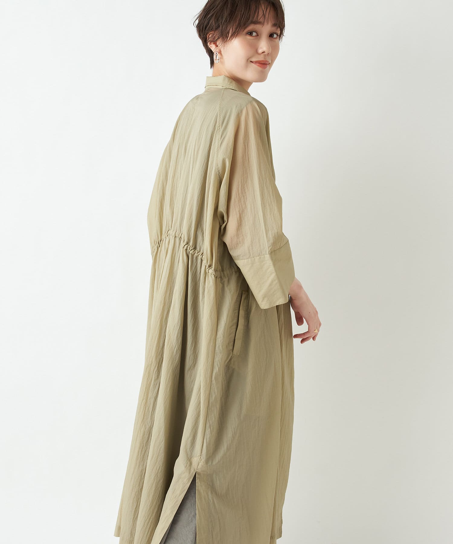 un dix cors(アンディコール) 【ロングシャツ感覚で着られる】ドロストシアーコート