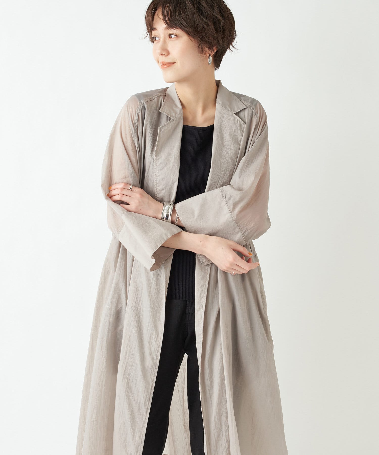 un dix cors(アンディコール) 【ロングシャツ感覚で着られる】ドロストシアーコート