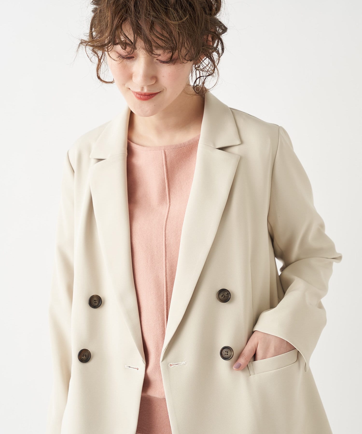 un dix cors(アンディコール) 【羽織るだけで洗練感あるルックスに】ダブルクロスジャケット