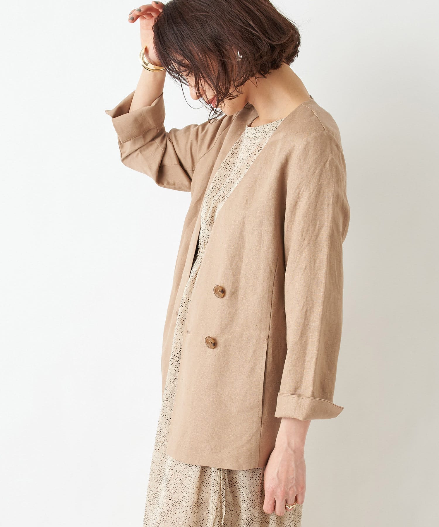 un dix cors(アンディコール) 【《ドライタッチでさらりとした着心地》手洗い可】リネンレーヨンジャケット