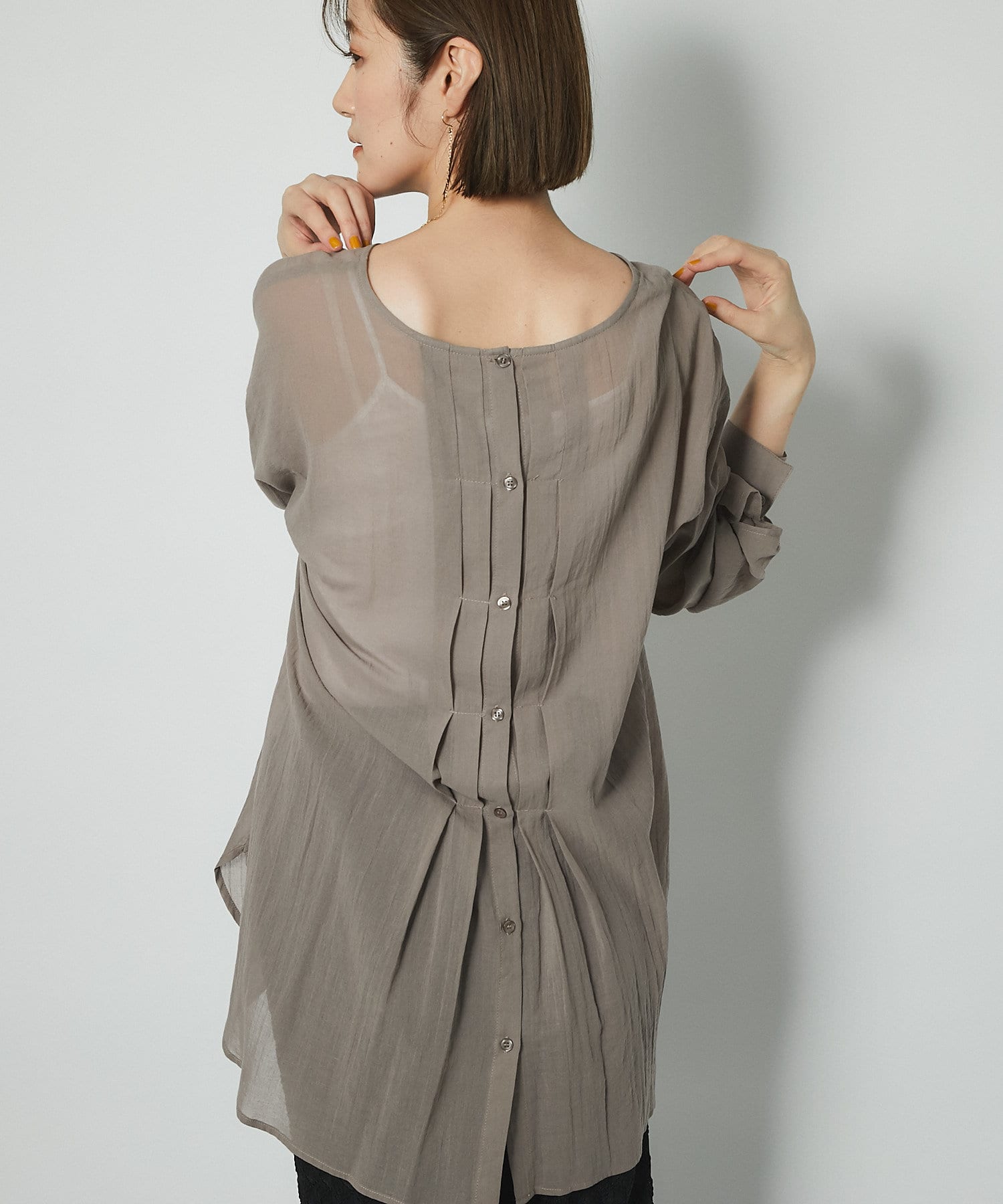 un dix cors(アンディコール) 【着回し力抜群】コットンシフォン2wayシャツ