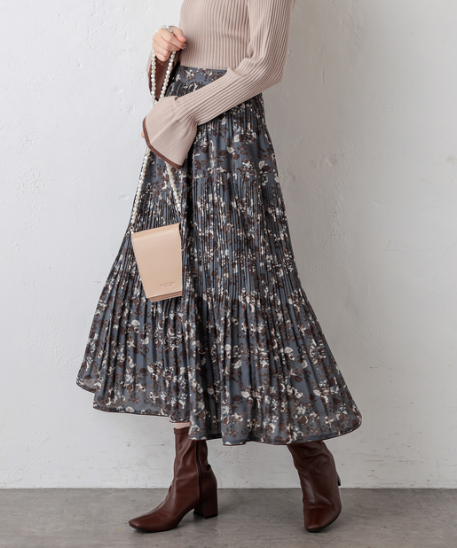 natural couture(ナチュラルクチュール) アシメティアードプリーツスカート