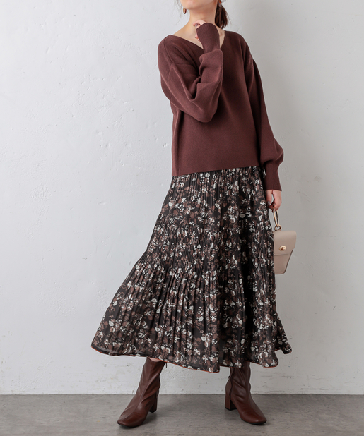 natural couture(ナチュラルクチュール) アシメティアードプリーツスカート
