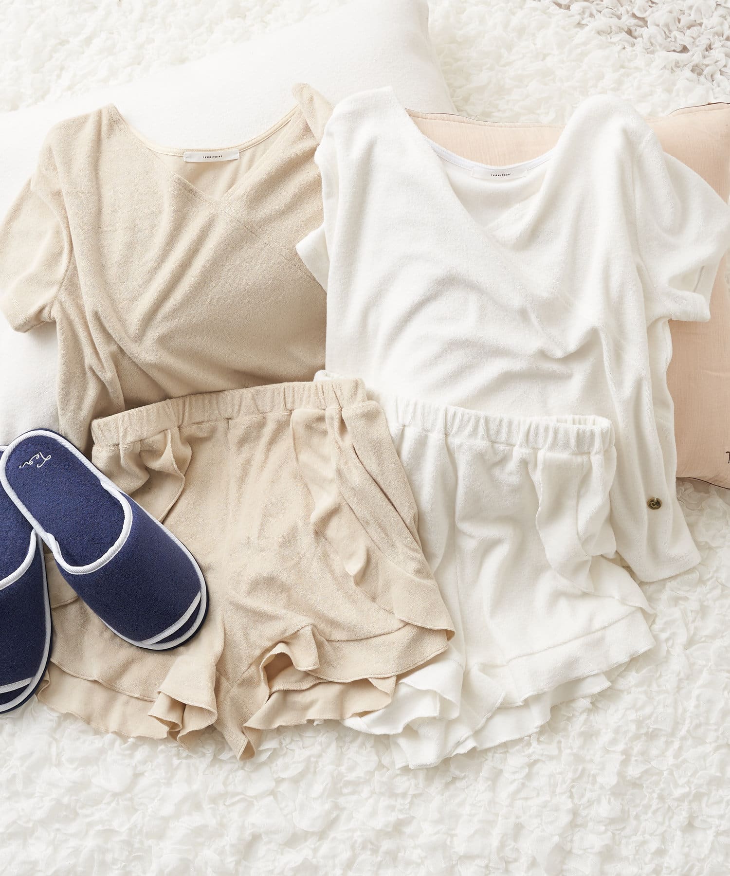 タオル地のようなパイル ご褒美フリルルームウェア 上下セット Territoire テリトワール レディース Pal Closet パルクローゼット パルグループ公式ファッション通販サイト