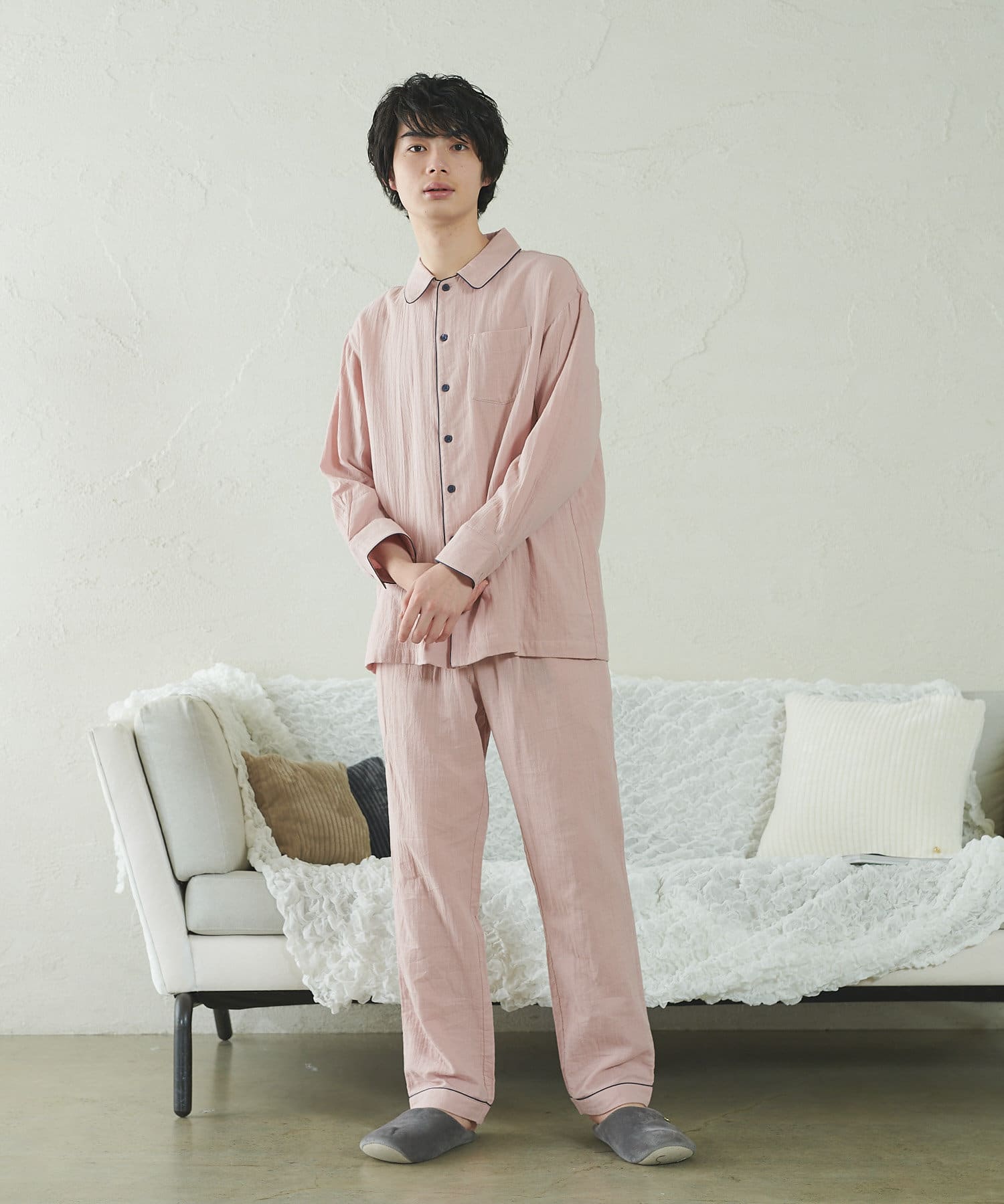 地球にも人にもやさしい Mens オーガニックコットンwガーゼパジャマ Territoire テリトワール メンズ Pal Closet パルクローゼット パルグループ公式ファッション通販サイト