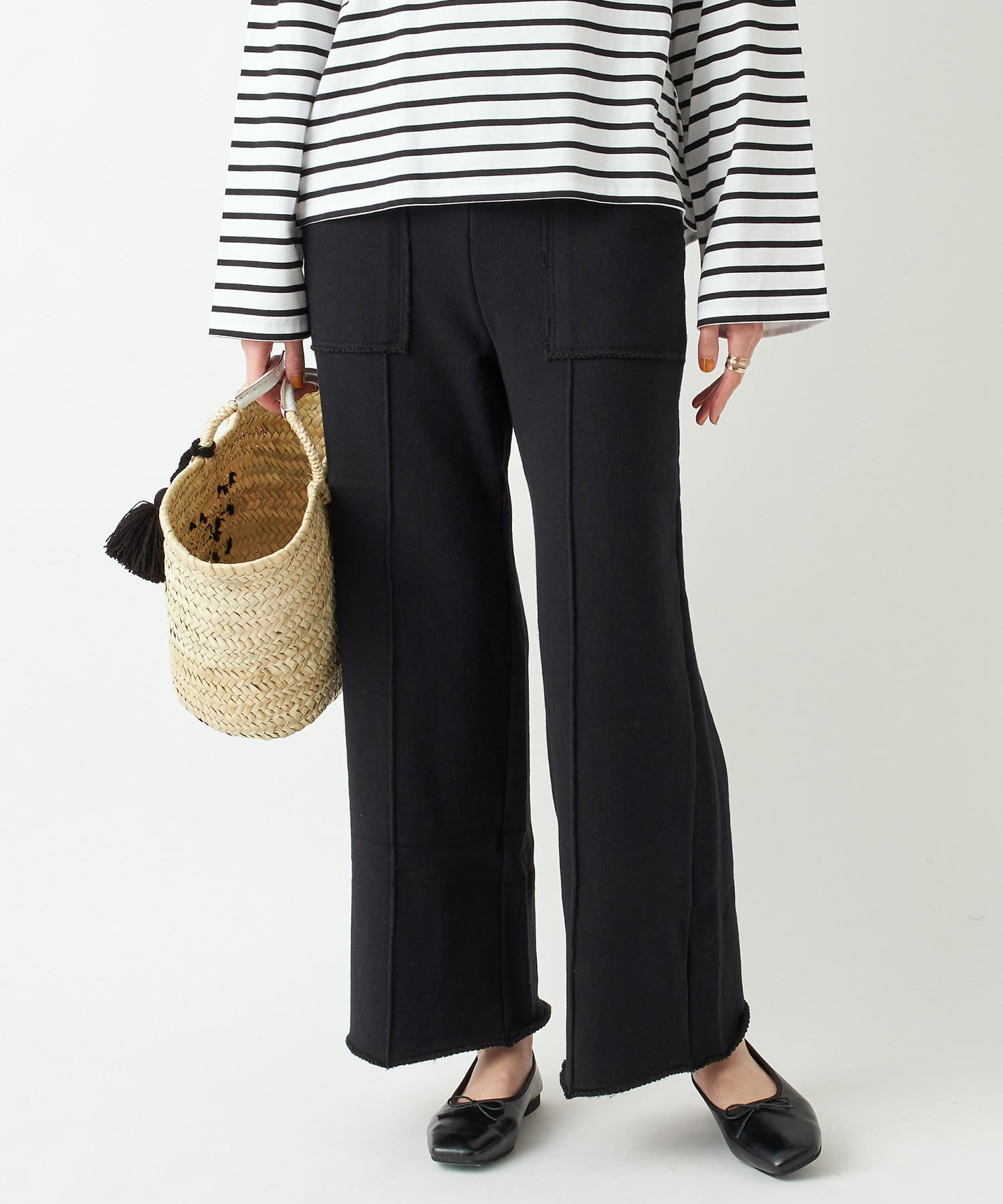 un dix cors(アンディコール) 【大きめポケットでスッキリ見え】裏毛カットパンツ