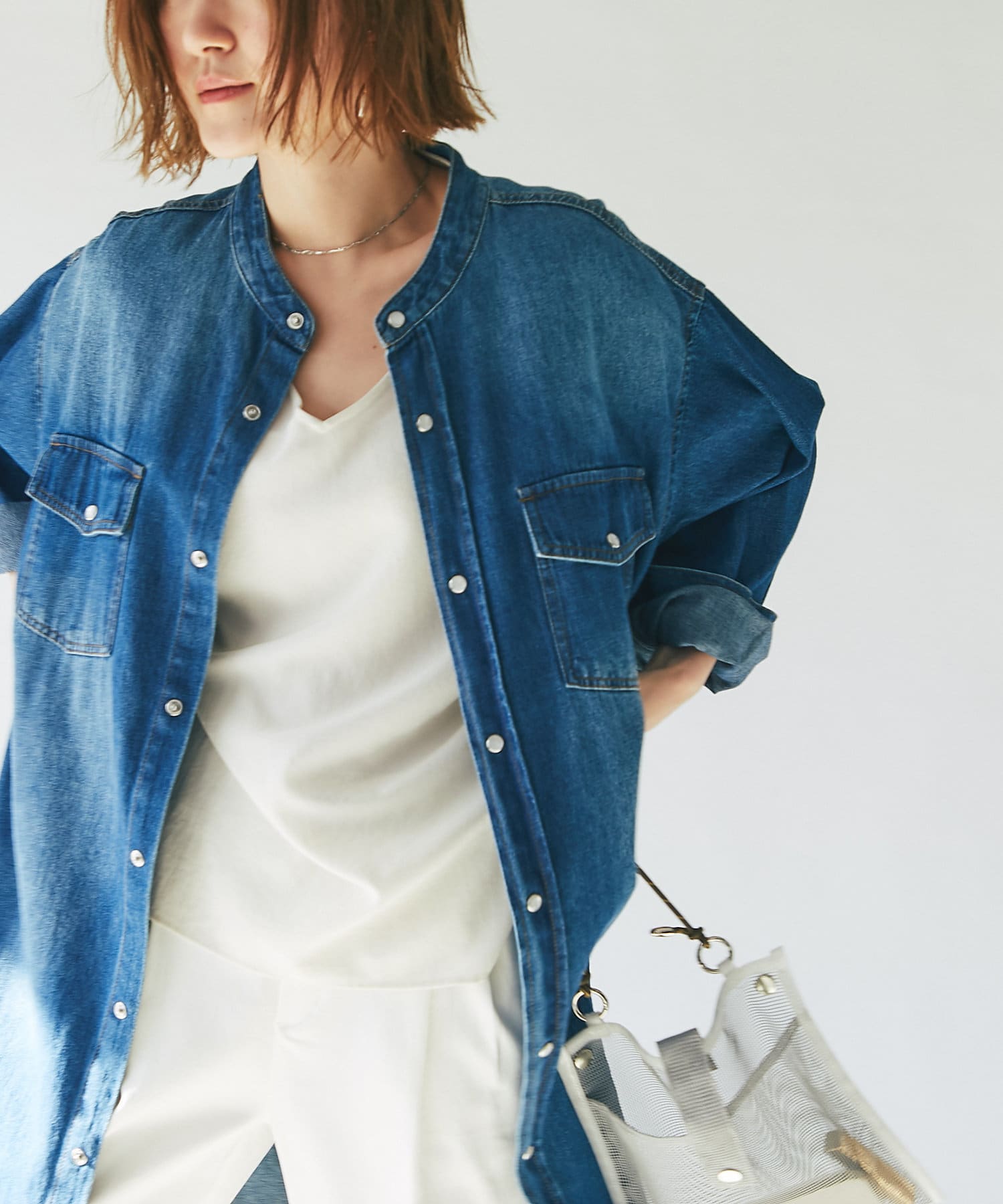 1枚着からレイヤードスタイルまで幅広く活躍 デニムバンドカラーワンピース Un Dix Cors アンディコール レディース Pal Closet パルクローゼット パルグループ公式ファッション通販サイト