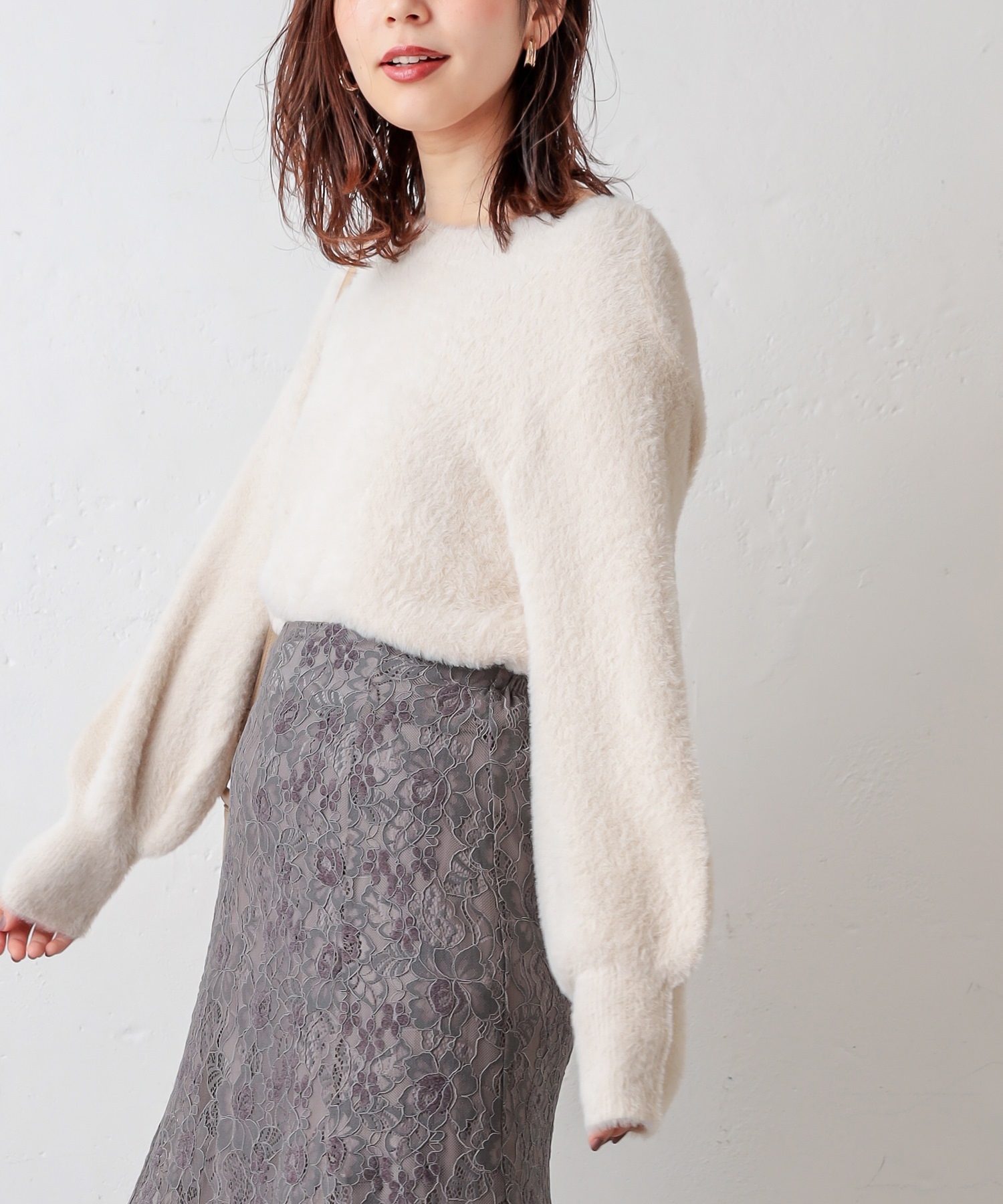 バックレースシャギーニット前後2WAYニット | natural couture
