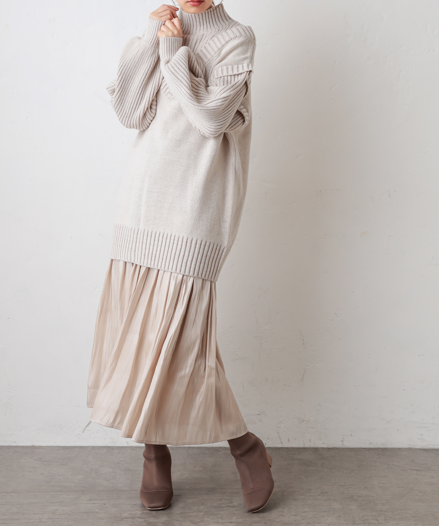 ☆JIL SANDER☆ エレガントフリル裾サテンシャイニースカート♪ シャイニーシアーサテンフレアスカート（マキシ丈/ロング