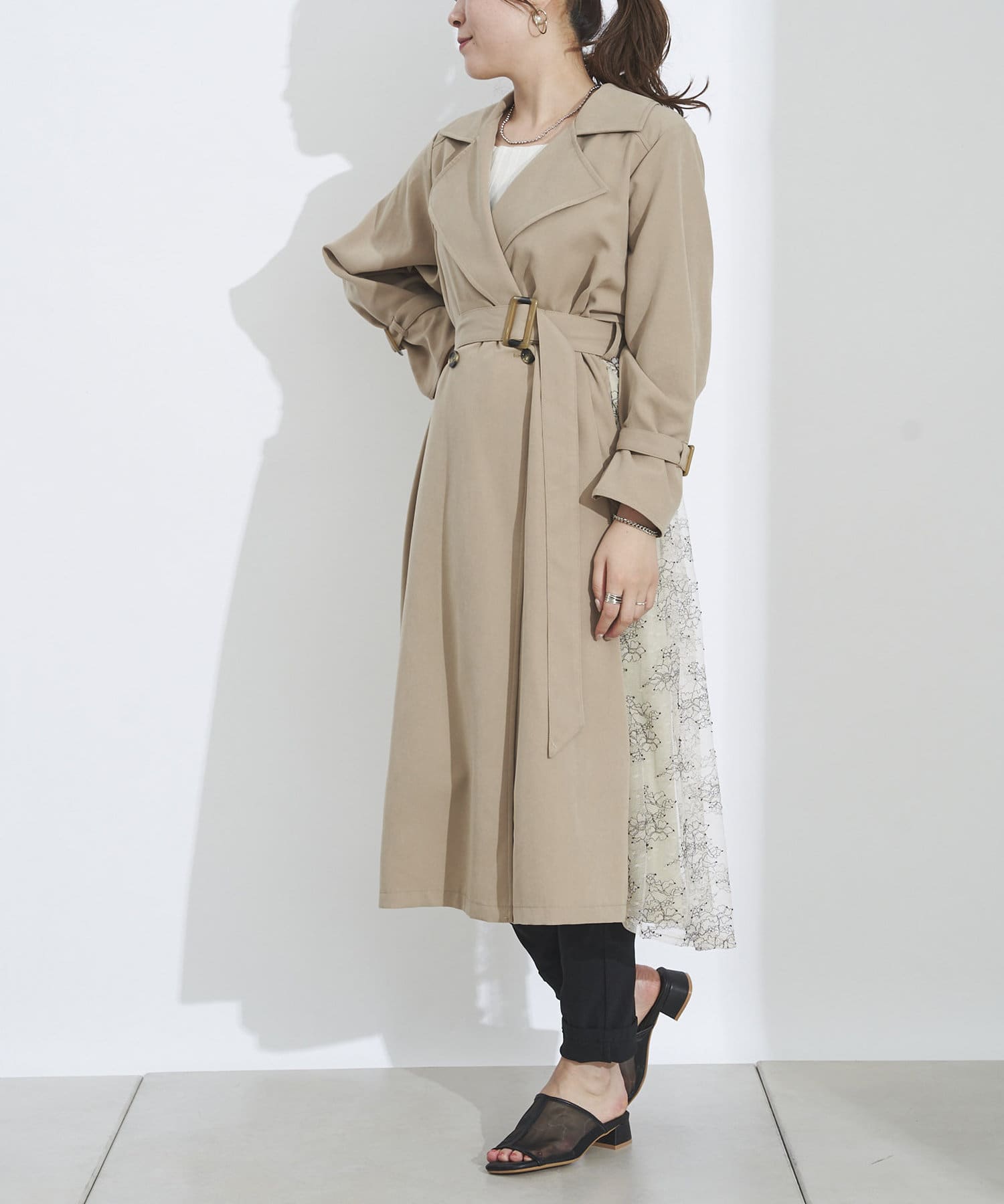 バックチュールレーストレンチコート Prose Verse プロズヴェール レディース Pal Closet パルクローゼット パルグループ公式ファッション通販サイト