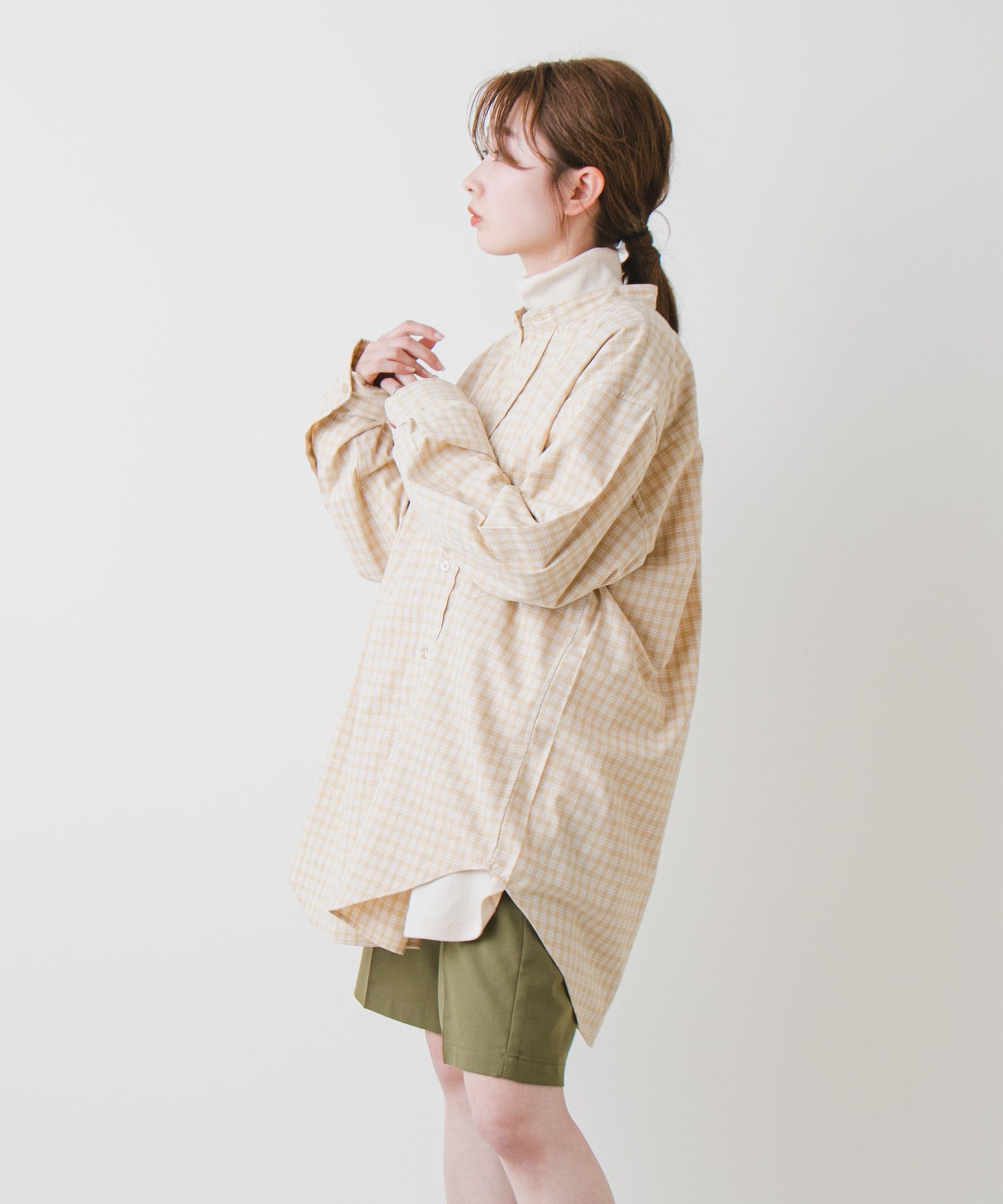 Kastane - Kastane リサイクルヤーンチェックオーバーシャツ オリーブ Kastane - kastane リサイクルヤーンチェックオーバーシャツの