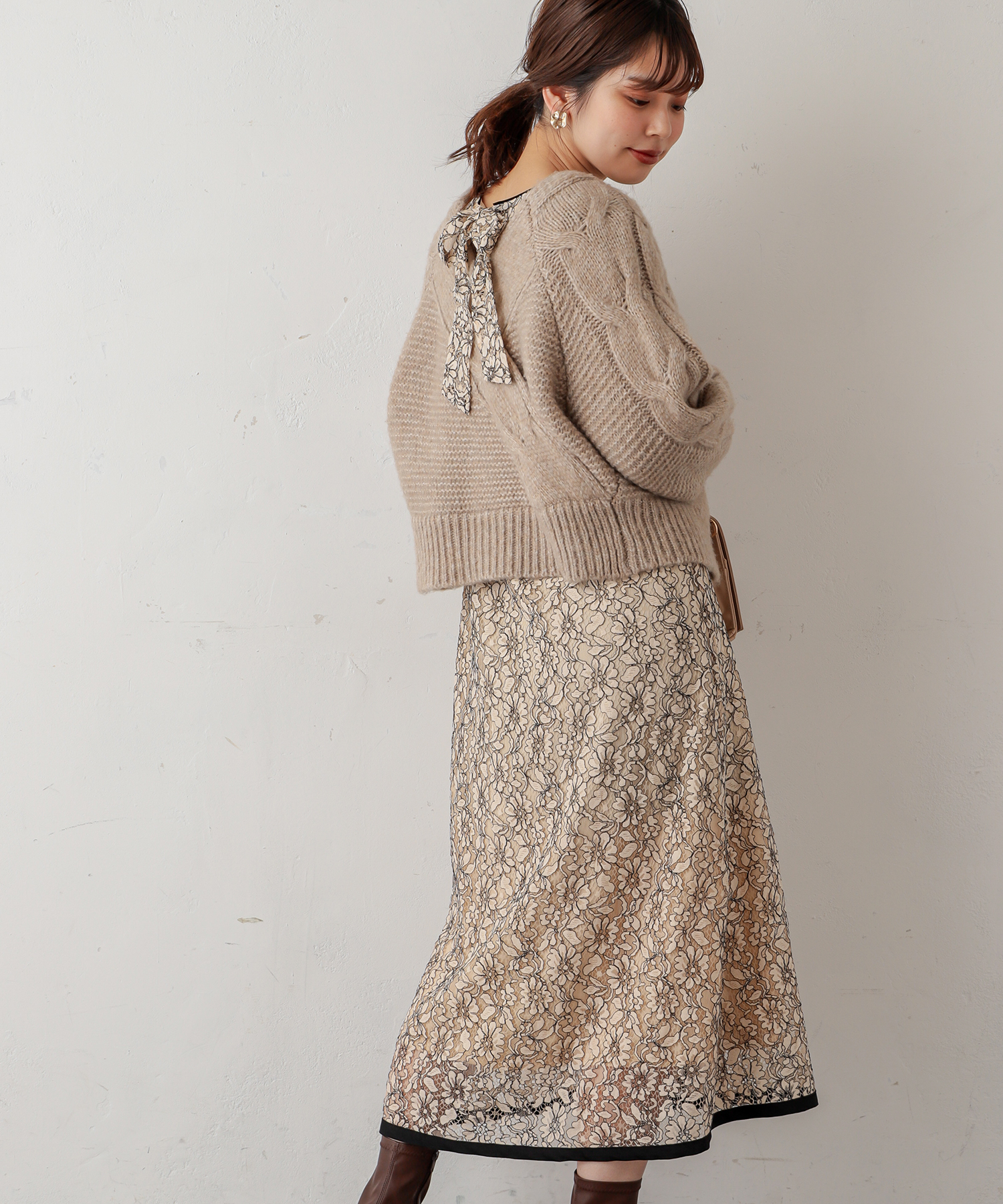 裾パイピング大人レースワンピース | natural couture(ナチュラル