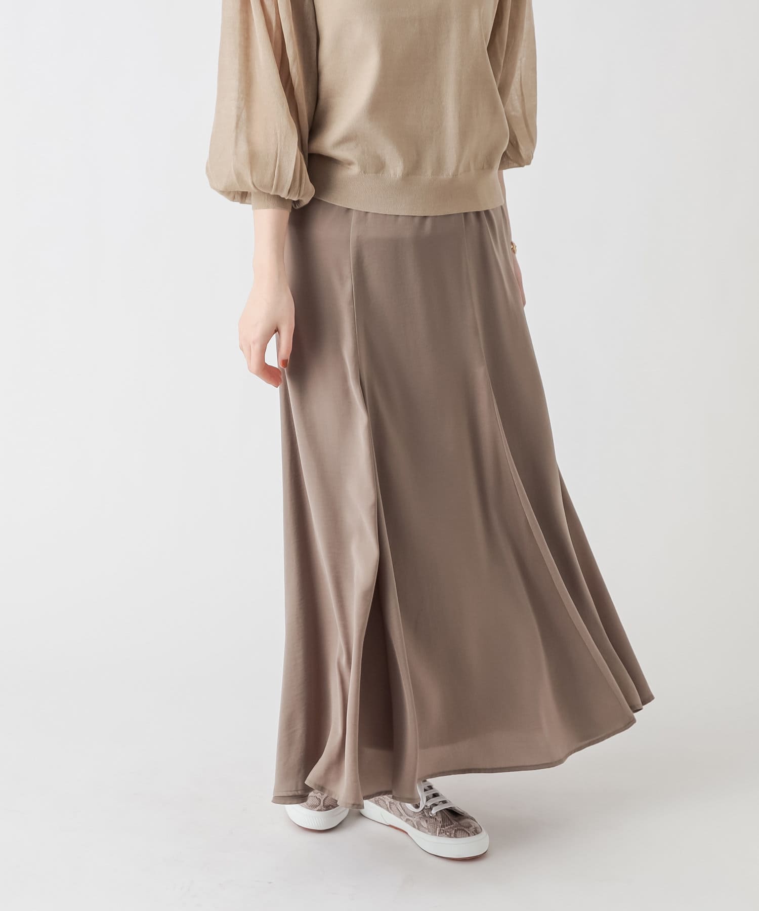 un dix cors(アンディコール) 【ふわっと美しく広がる】エステルサテンドレープスカート