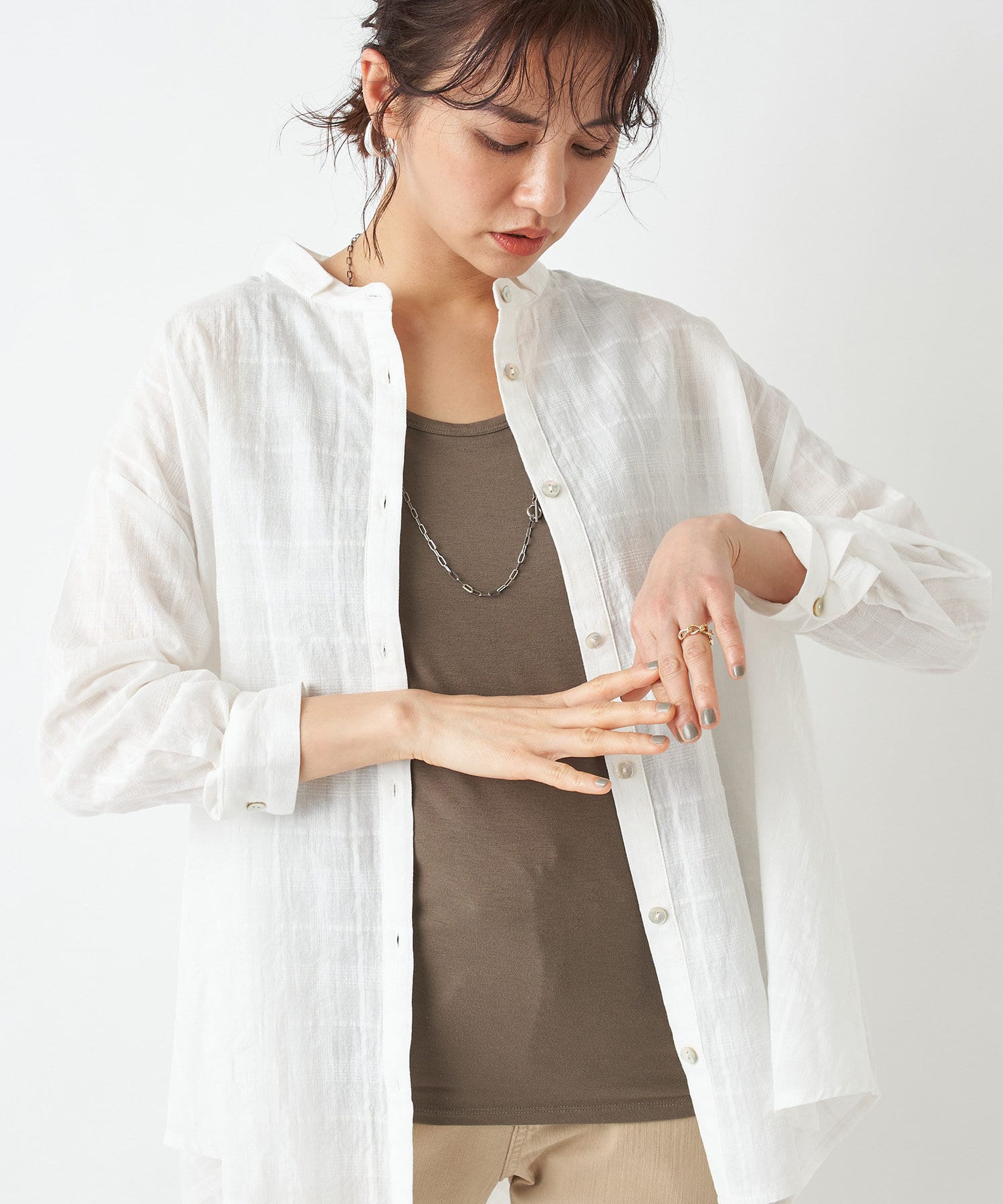 un dix cors(アンディコール) ここでしか手に入らない！【WEB限定・手洗い可】シアーチェックブラウス