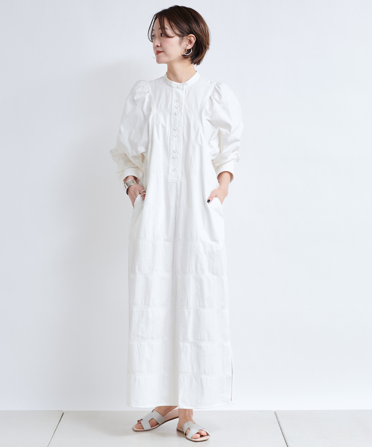 ボーダー織りパフギャザーワンピース Doudou ドゥドゥ レディース Pal Closet パルクローゼット パルグループ公式ファッション通販サイト