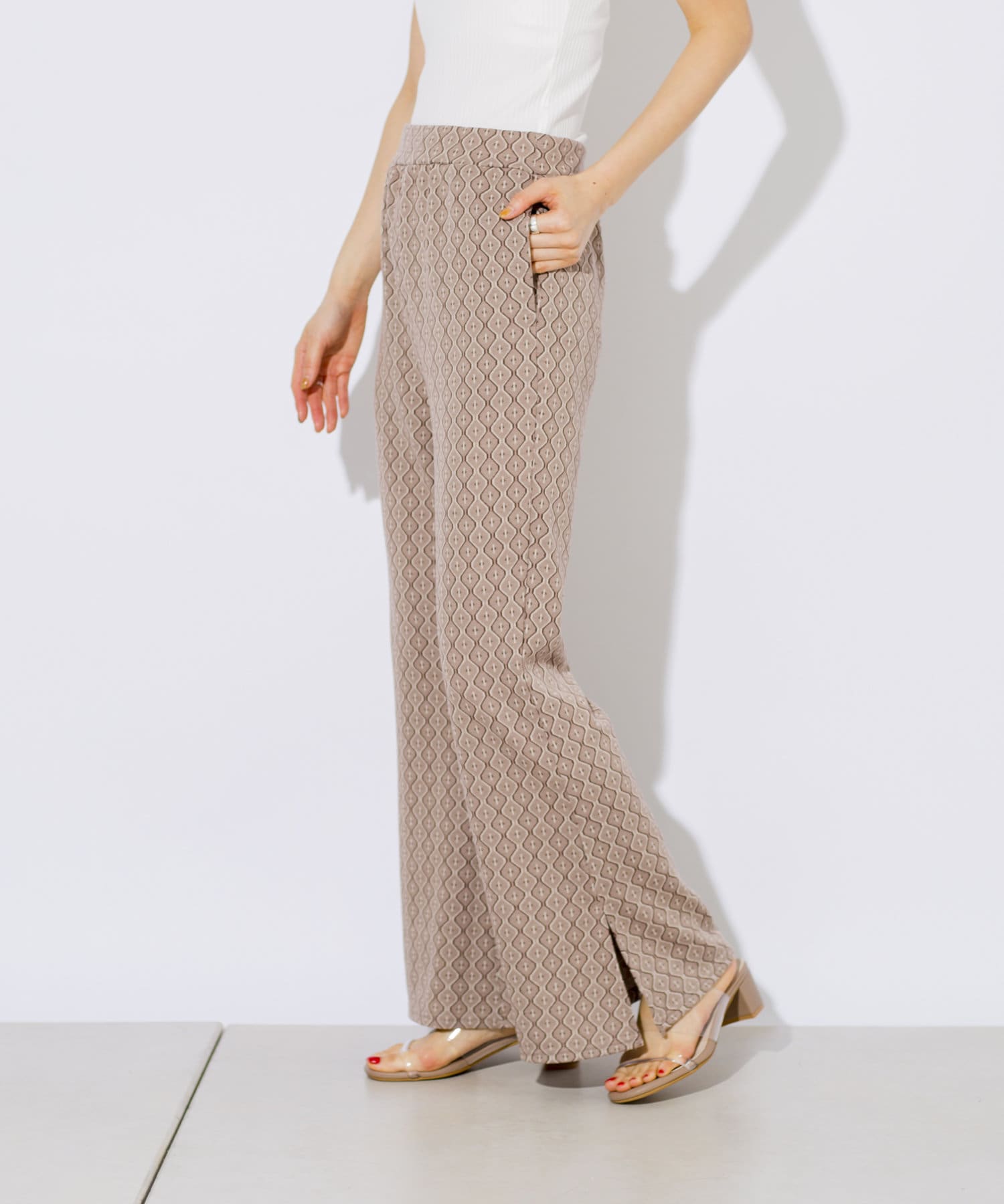 ウエストゴム仕様 カットジャガード幾何柄パンツ Prose Verse プロズヴェール レディース Pal Closet パルクローゼット パルグループ公式ファッション通販サイト