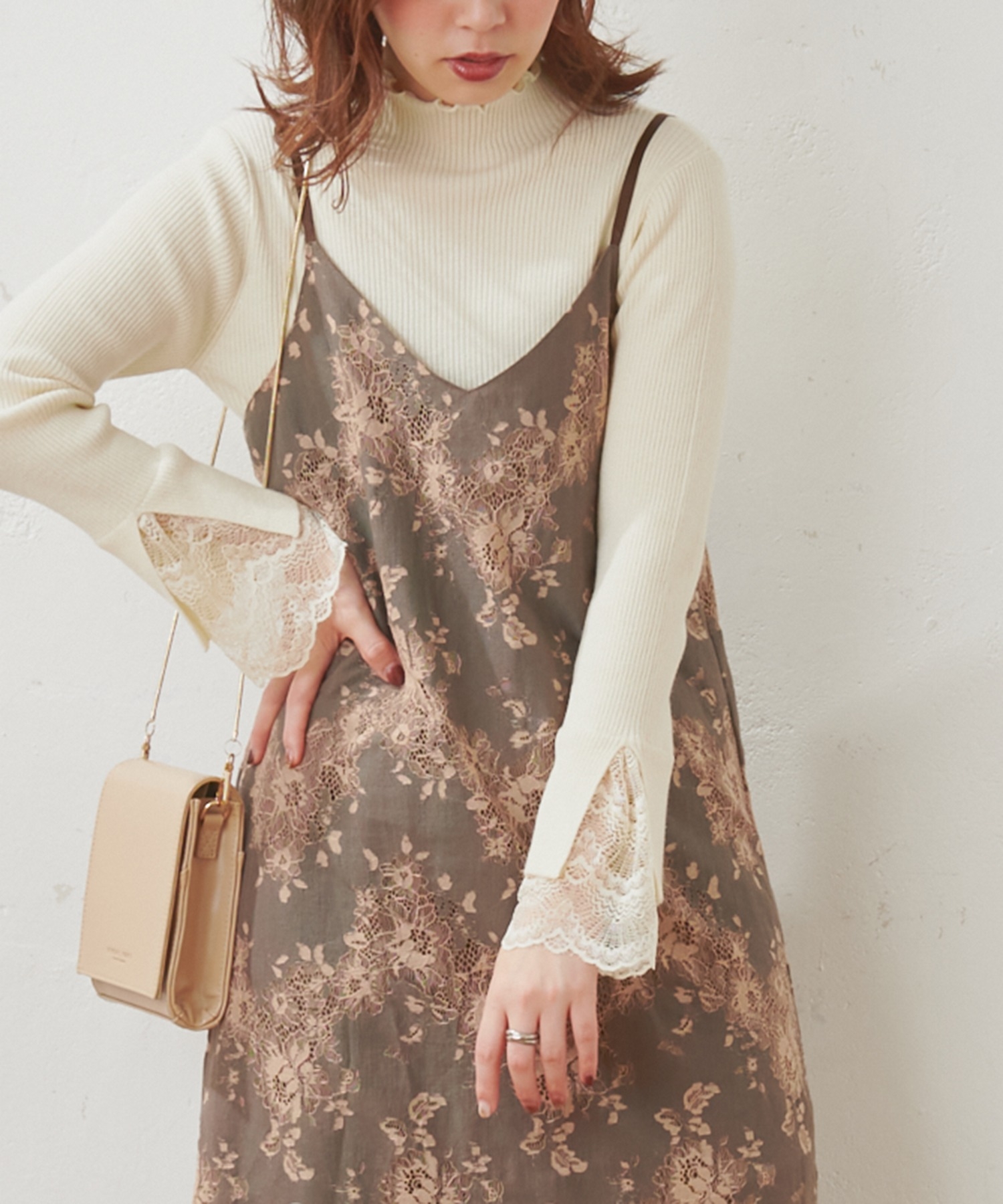 natural couture(ナチュラルクチュール) 袖口レースリブタートル