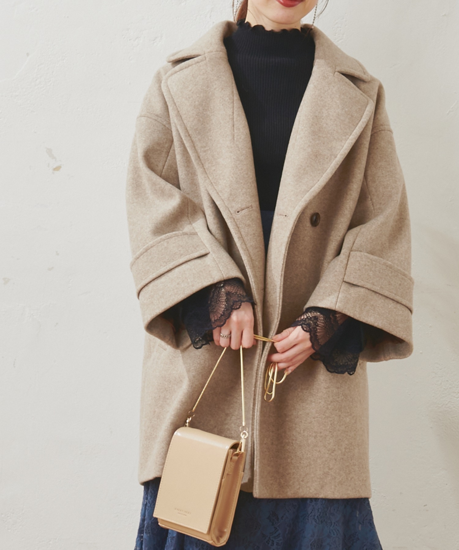 natural couture(ナチュラルクチュール) 袖口レースリブタートル