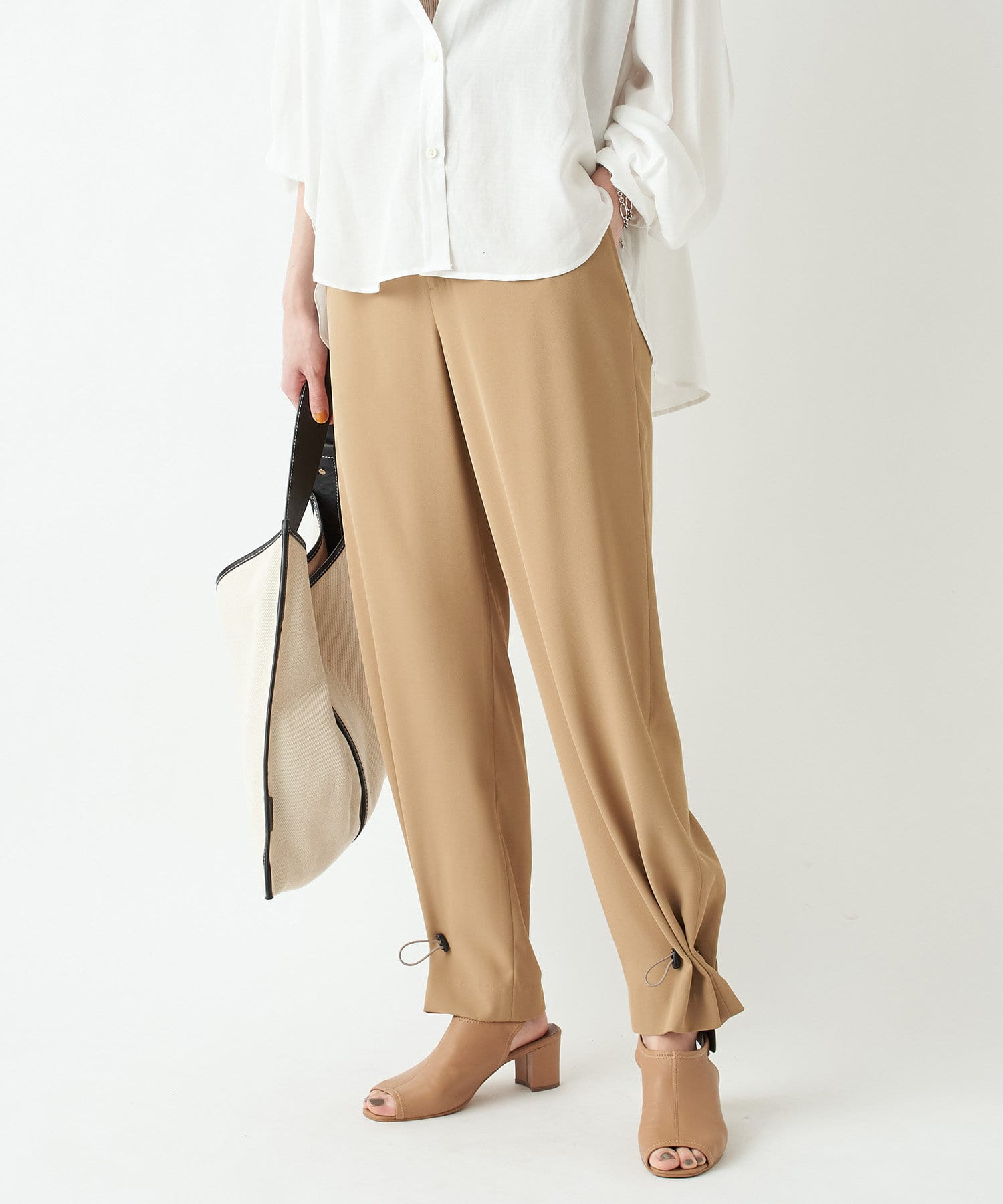 un dix cors(アンディコール) 【《裾絞りデザインが魅力》手洗い可】裾ドロストパンツ