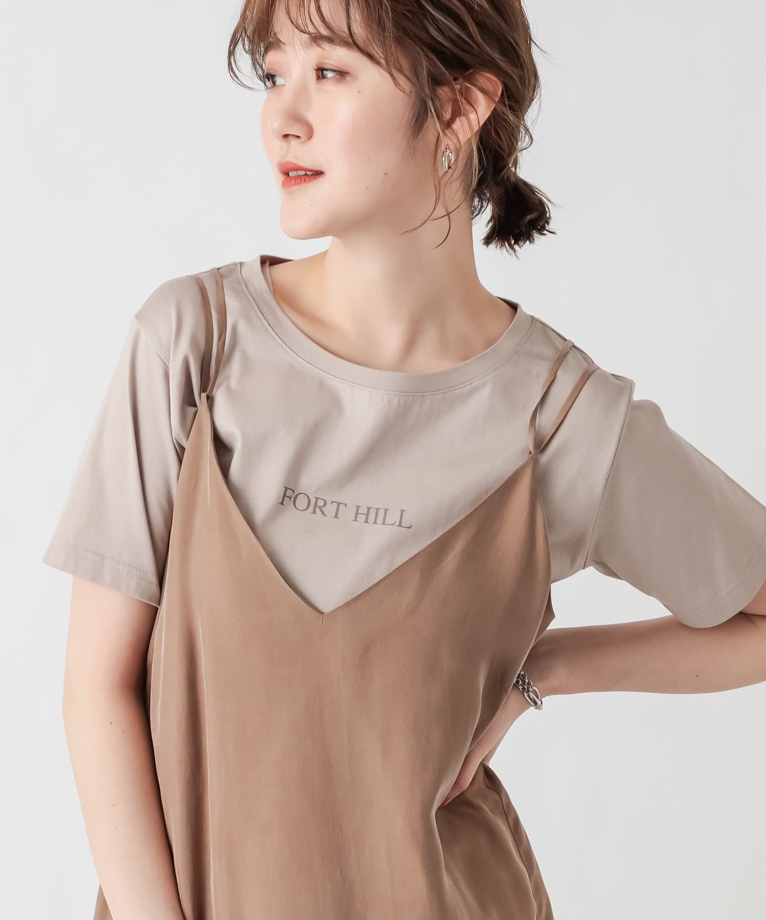 un dix cors(アンディコール) 【エアリーな素材感が上品見え】バックシャンキャミワンピース