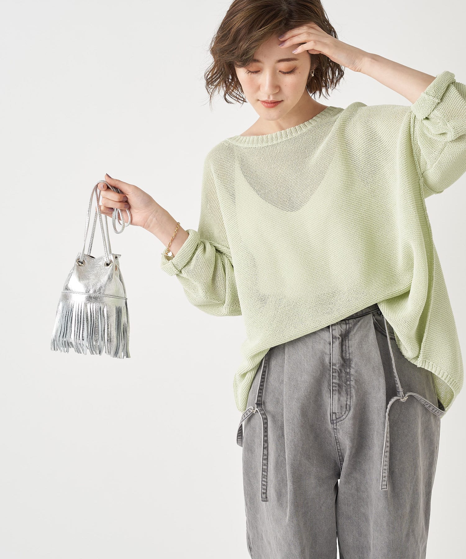 大人の抜け感 ペーパーヤーンポンチョニット Rive Droite リヴドロワ レディース Pal Closet パルクローゼット パルグループ公式ファッション通販サイト