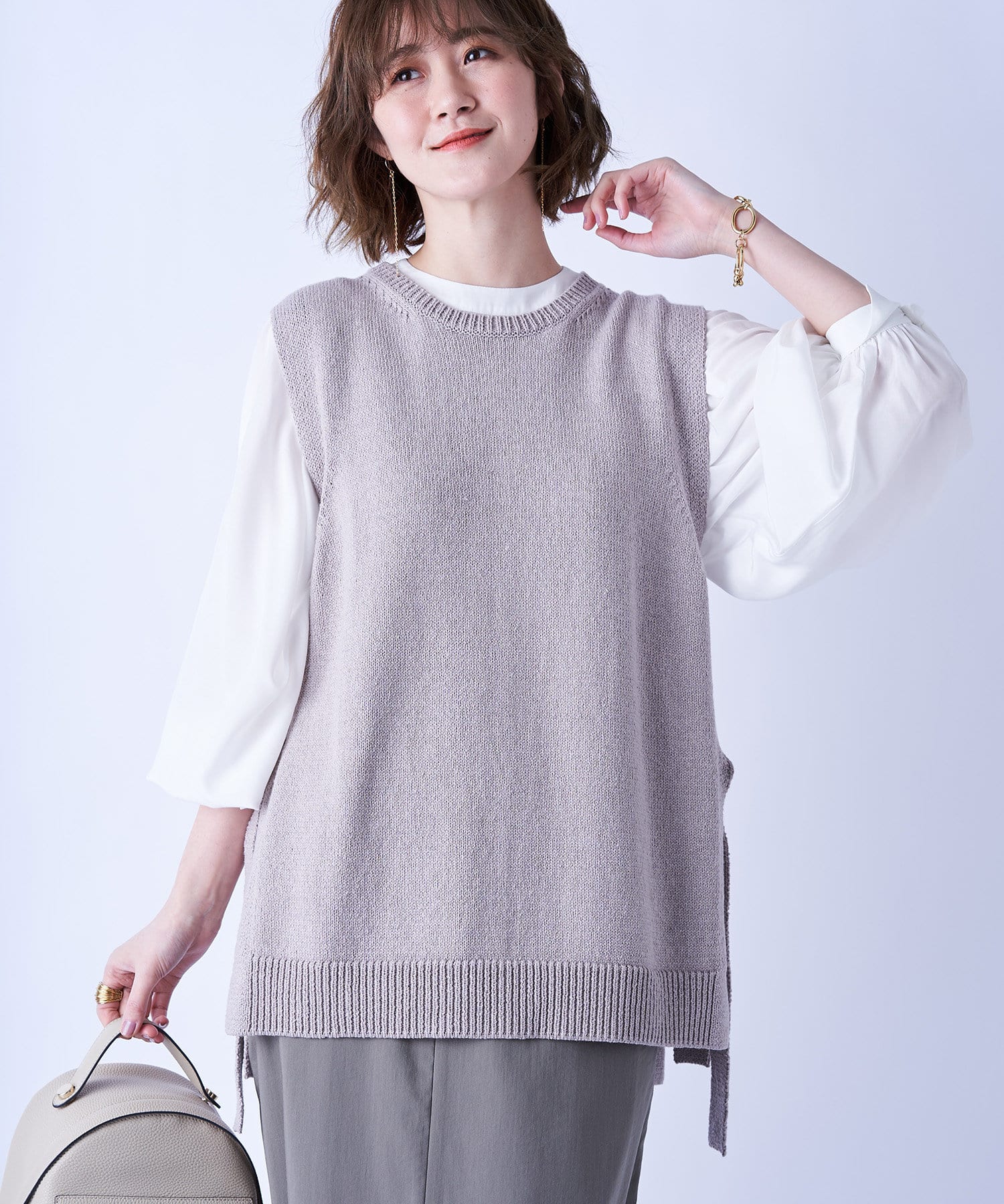 un dix cors(アンディコール) 【おしゃれが楽しくなる】裾スリットベストニット