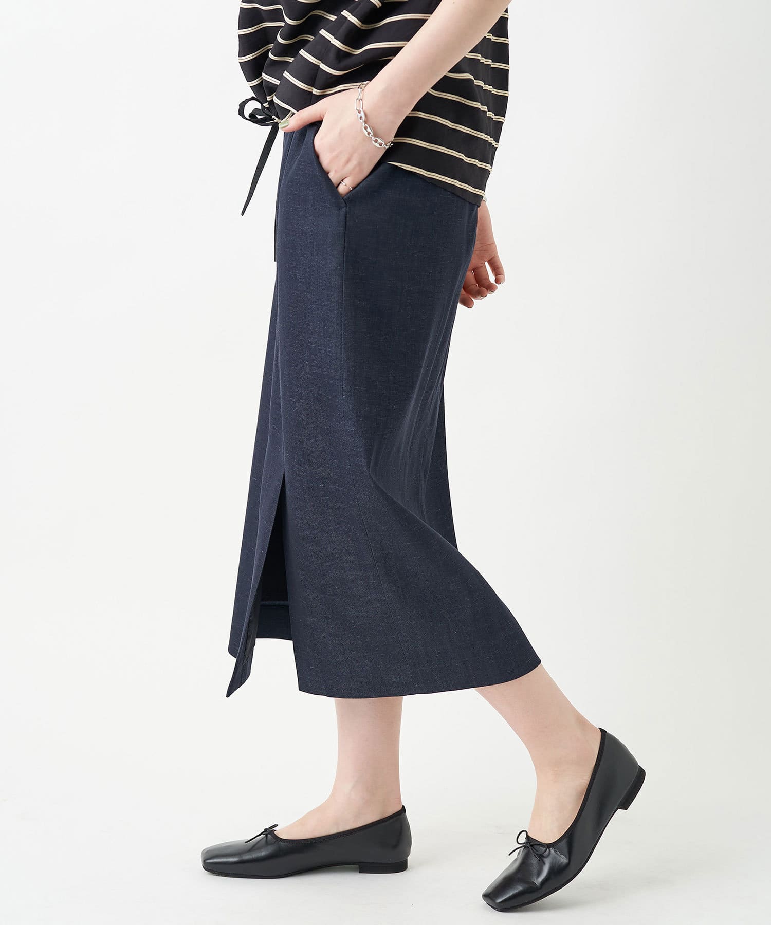 un dix cors(アンディコール) 【トレンドに左右されない】デニムナロースカート