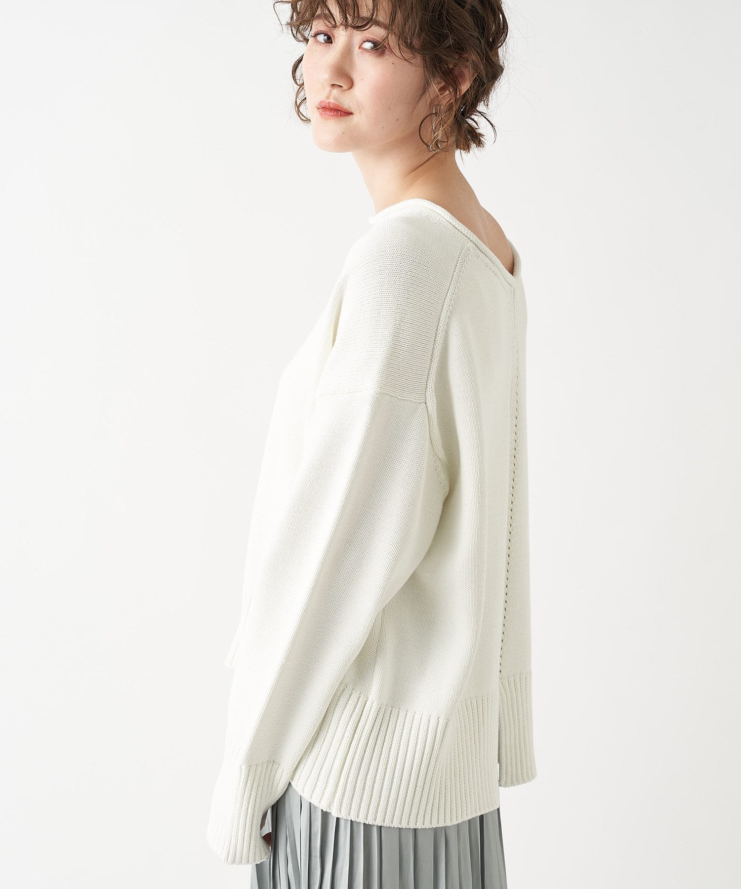 un dix cors(アンディコール) 【ルーズなシルエットが女性らしい】強撚クルーニット