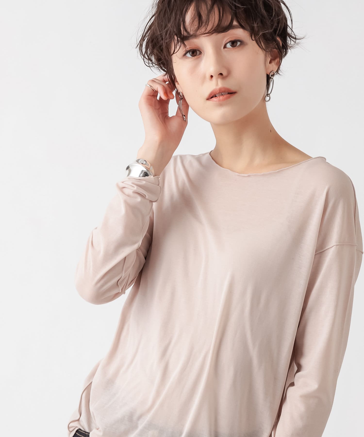 un dix cors(アンディコール) 【《透け感を楽しむ》手洗い可】強撚シアーカットソー