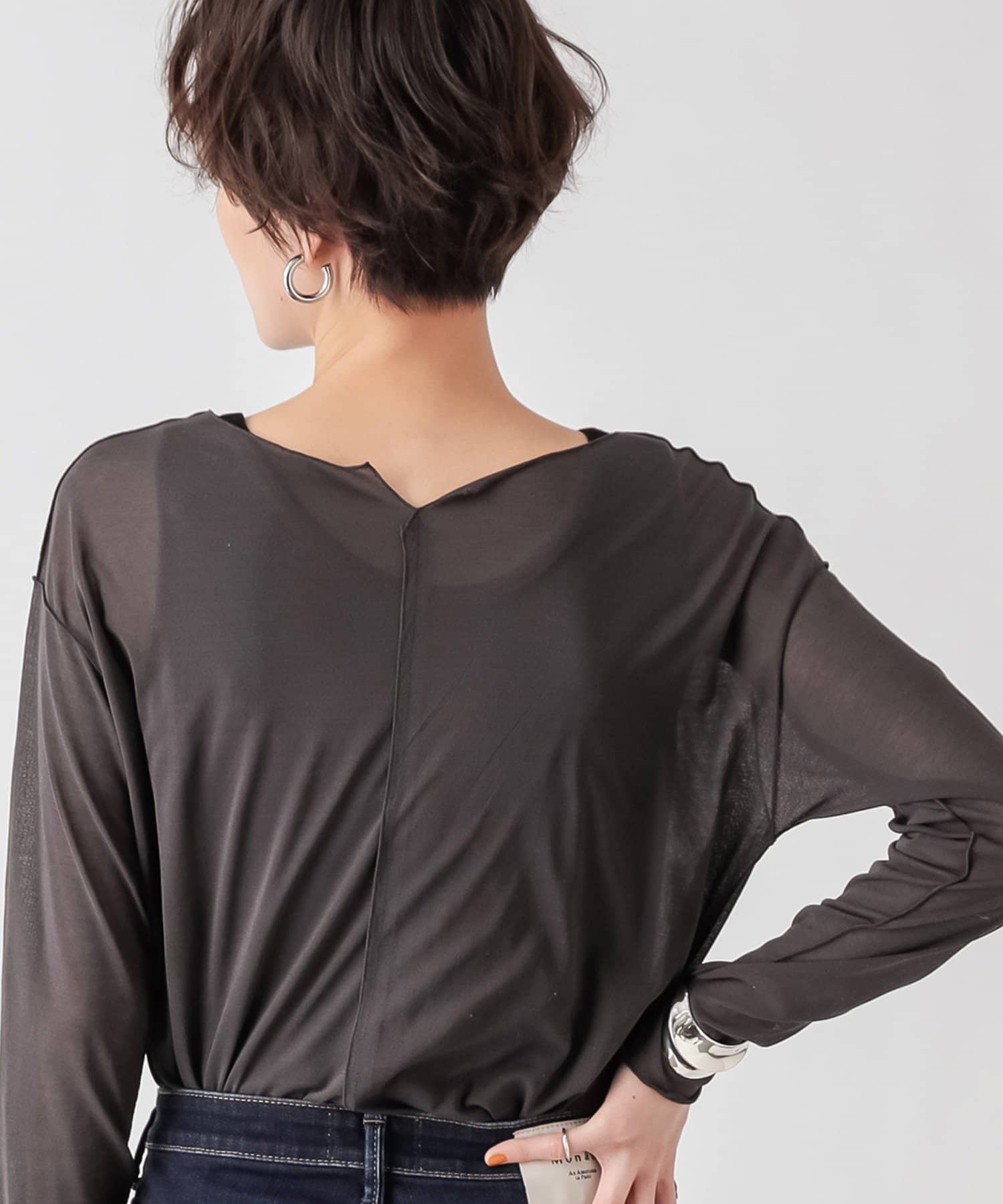 un dix cors(アンディコール) 【《透け感を楽しむ》手洗い可】強撚シアーカットソー