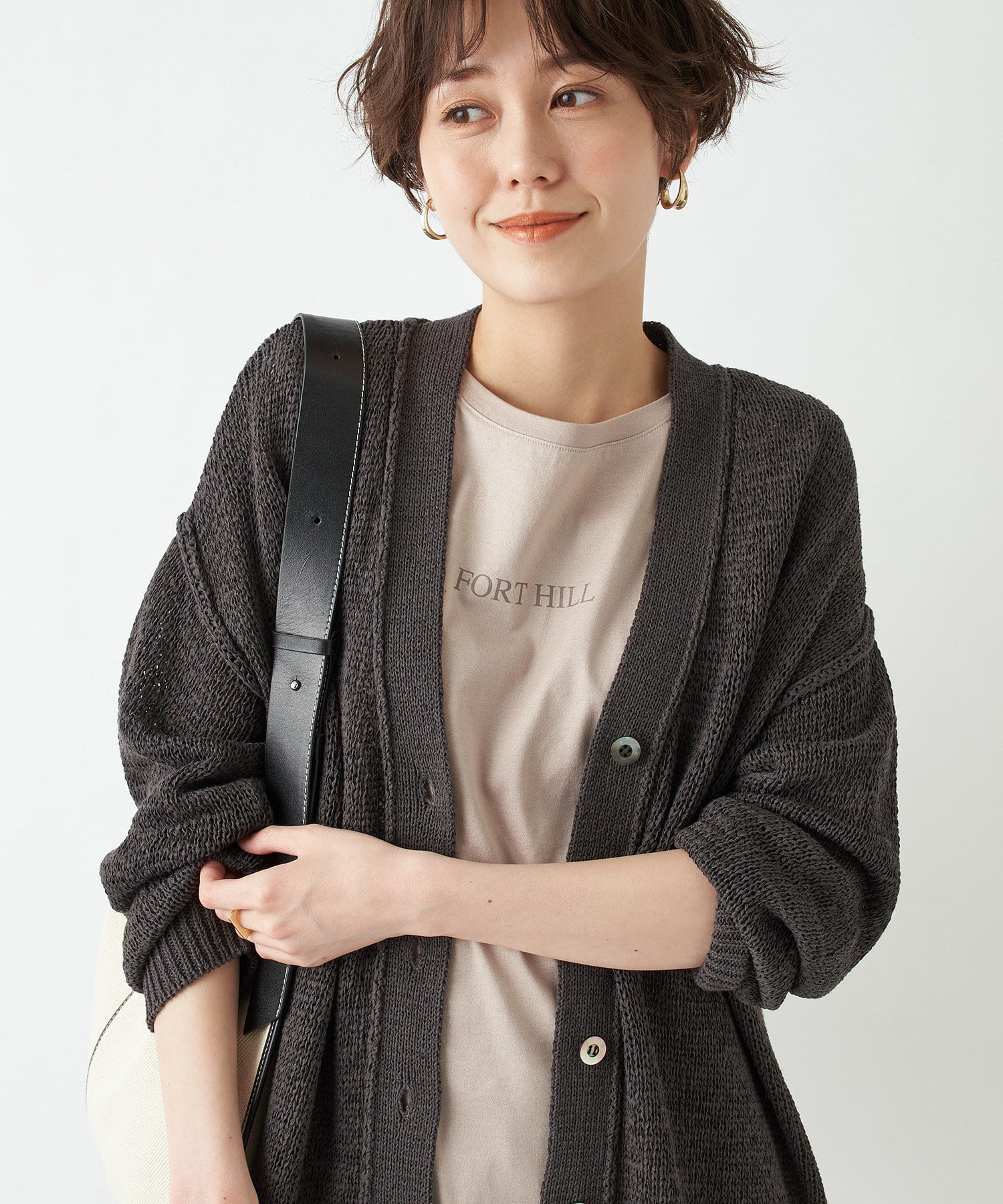 un dix cors(アンディコール) 【リラクシーな着心地】リネン混テープヤーンカーデ