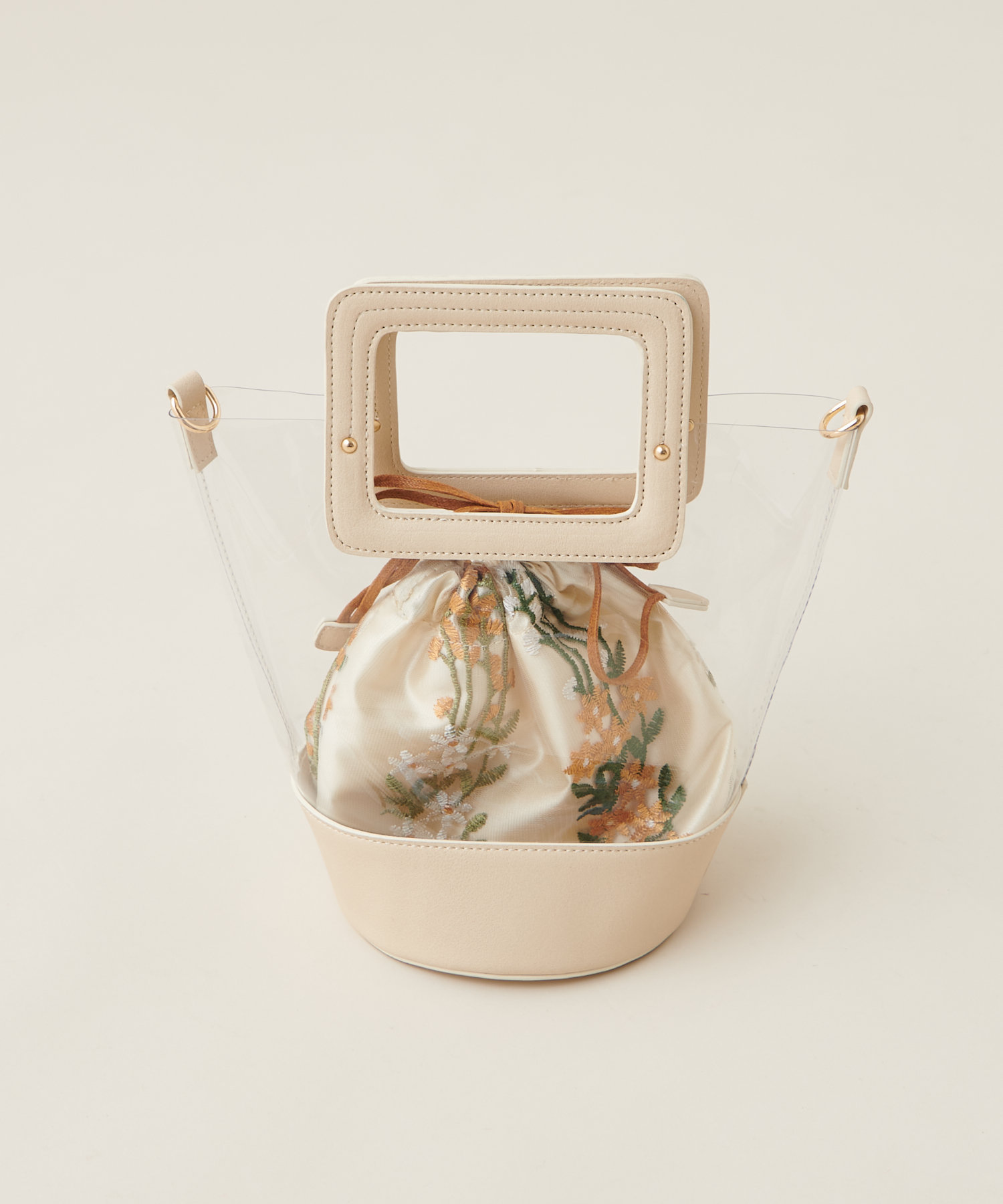 刺繍巾着付きクリアバッグ | natural couture(ナチュラルクチュール
