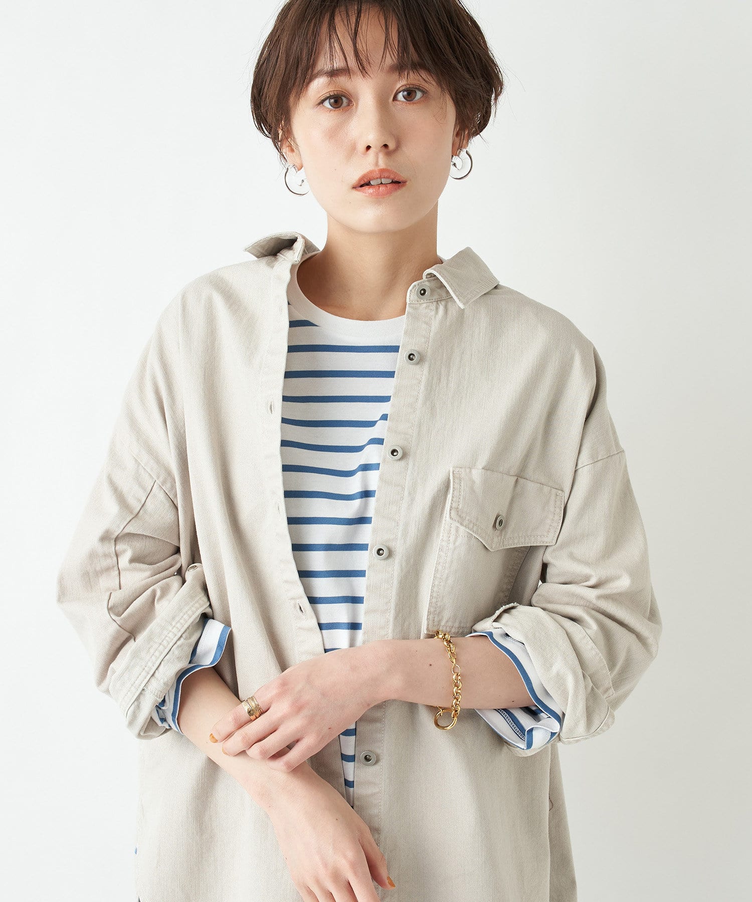 un dix cors(アンディコール) 【ルーズシルエットが女性らしい】BIGカツラギシャツ