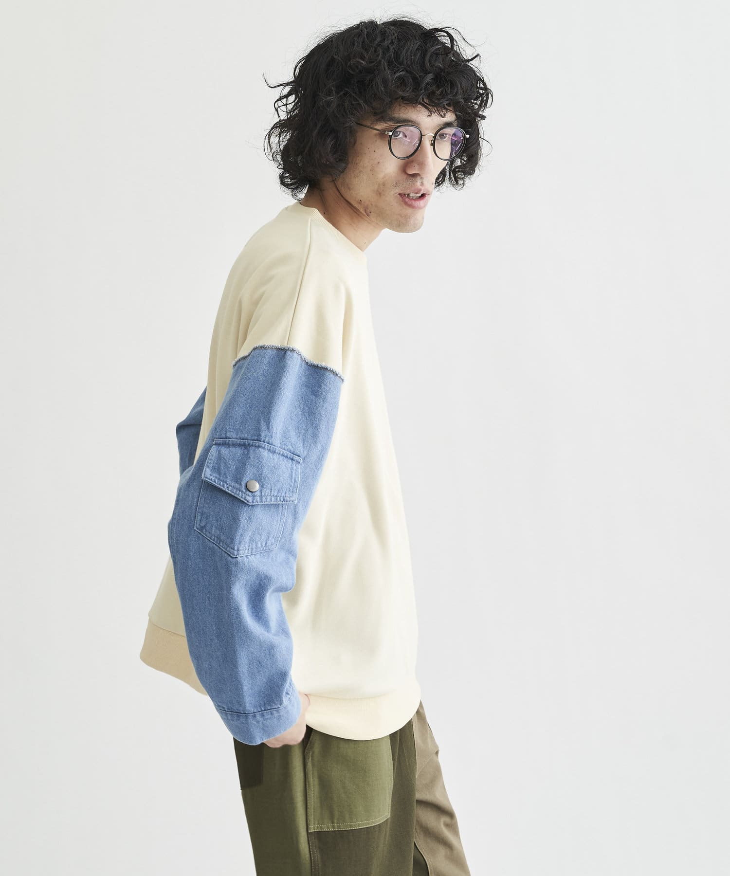 袖デニム裏毛プルオーバー Cpcm シーピーシーエム メンズ Pal Closet パルクローゼット パルグループ公式ファッション通販サイト