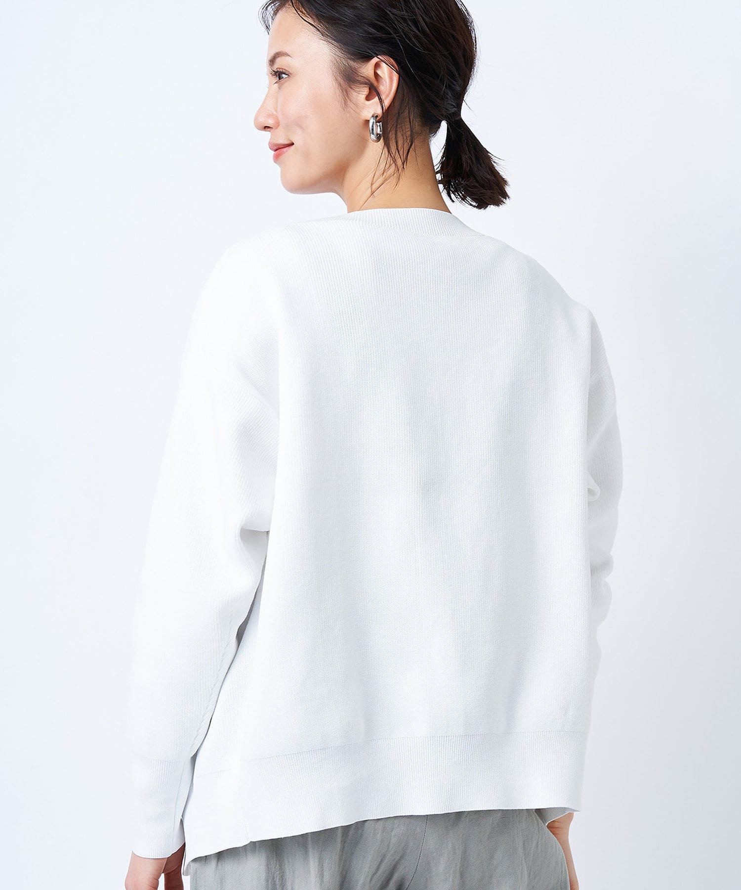 un dix cors(アンディコール) 【軽い着心地の定番アイテム】Vネック片畦ルーズカーデ