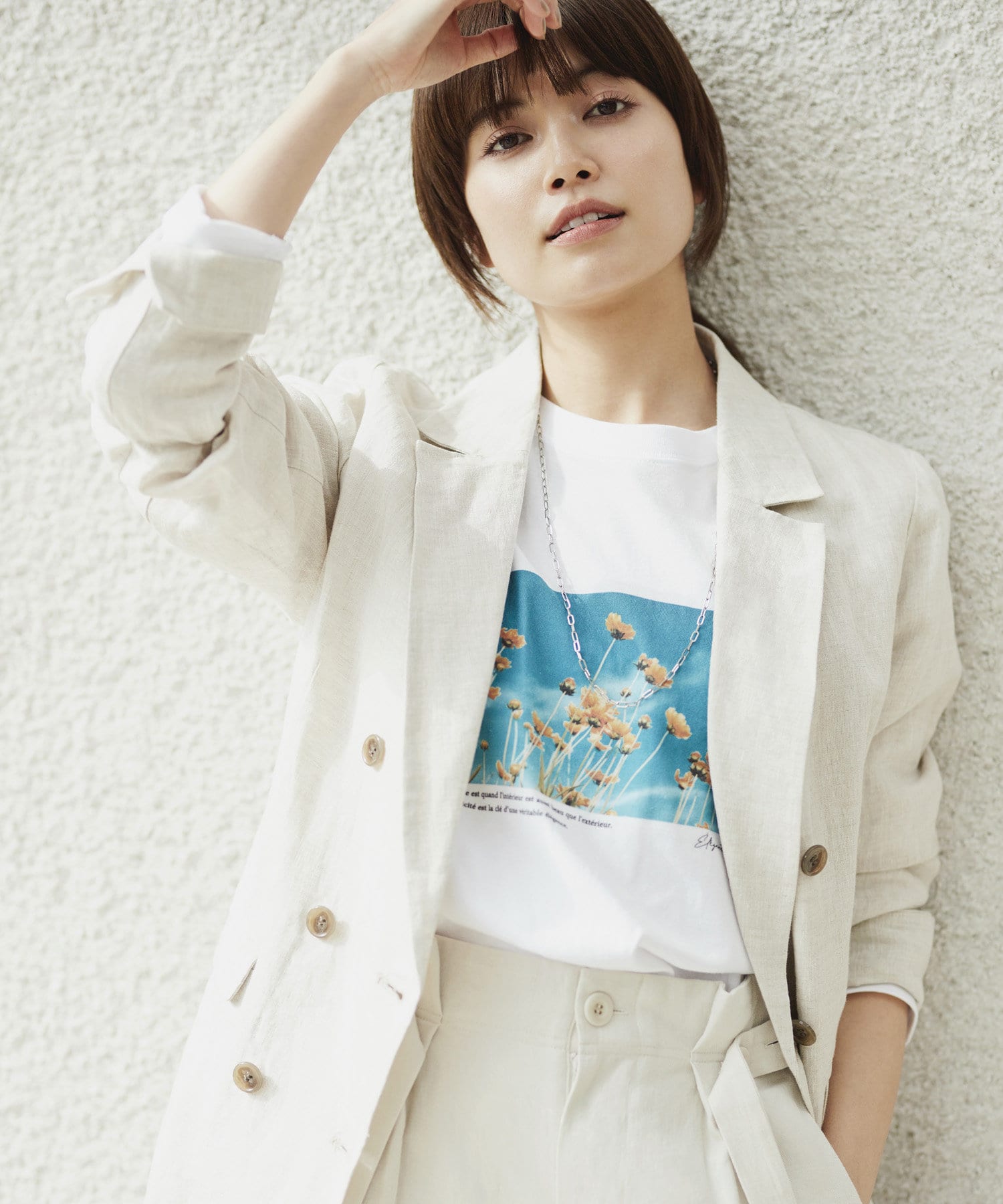 un dix cors(アンディコール) 【《垣内彩未さん着用アイテム》手洗い可】フラワーフォトカットソー