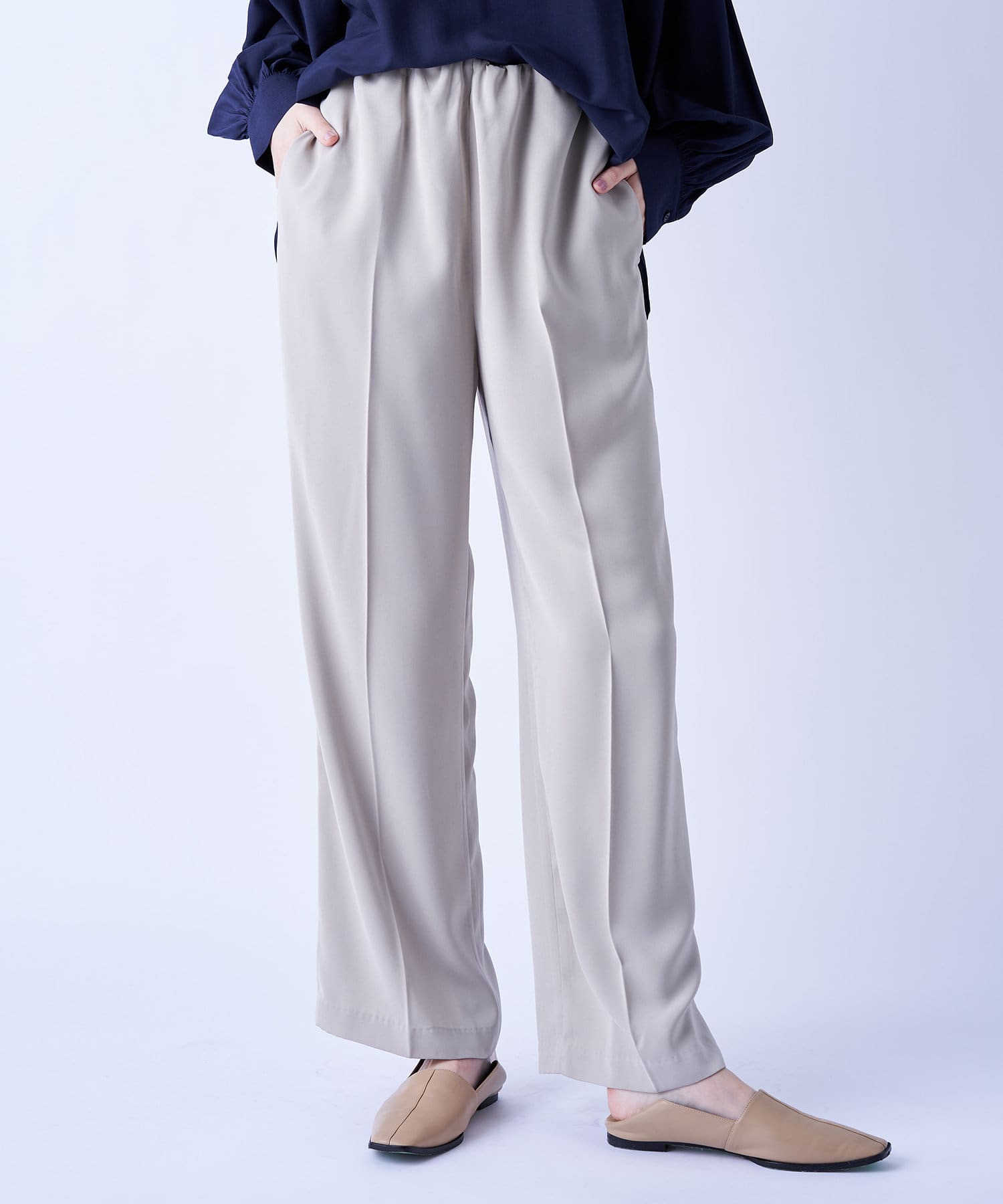 un dix cors(アンディコール) 【しわが気になりにくいデイリーボトム】イージーセンタープレスパンツ