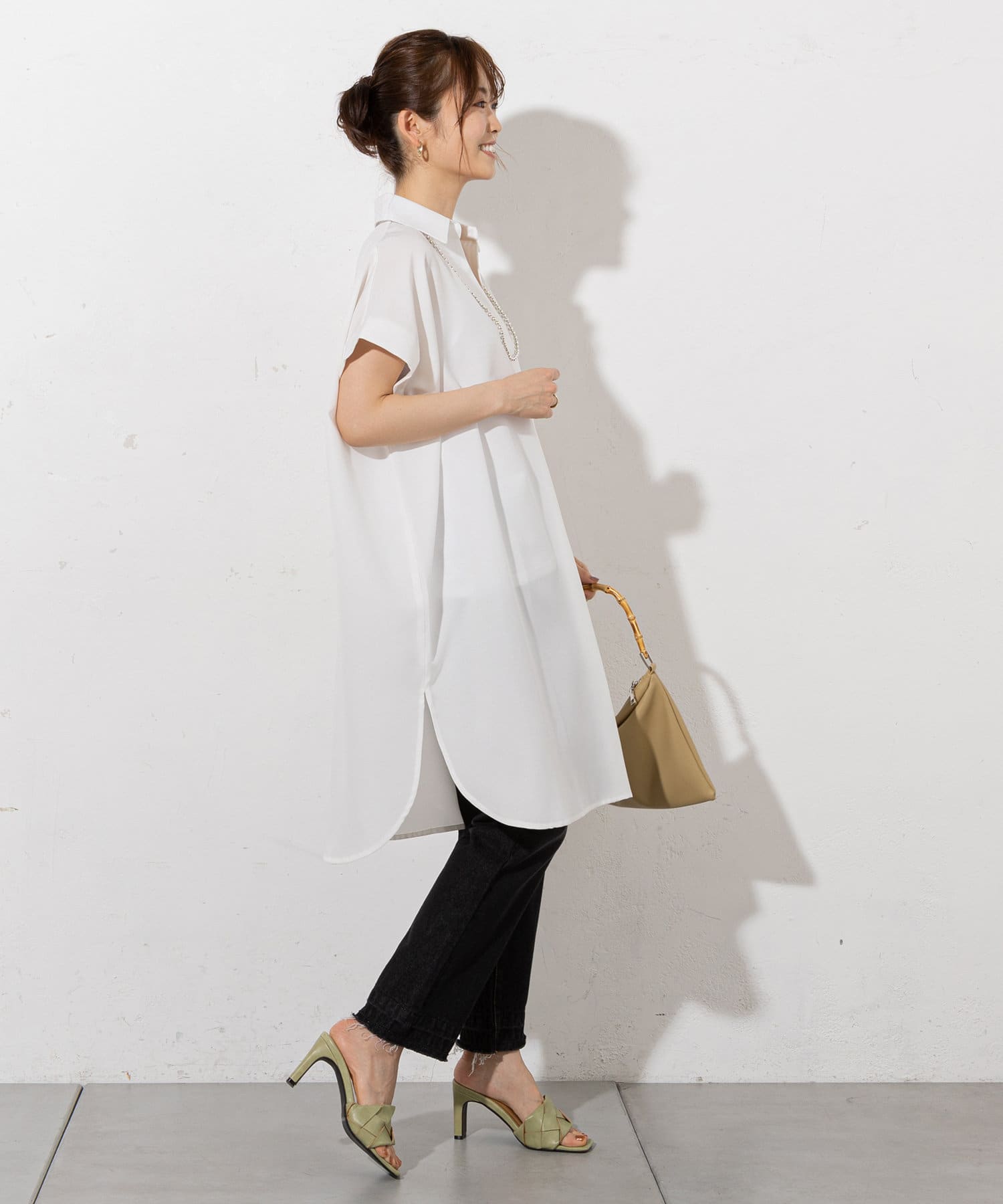 prose verse(プロズヴェール) リネンタッチスキッパーシャツワンピース