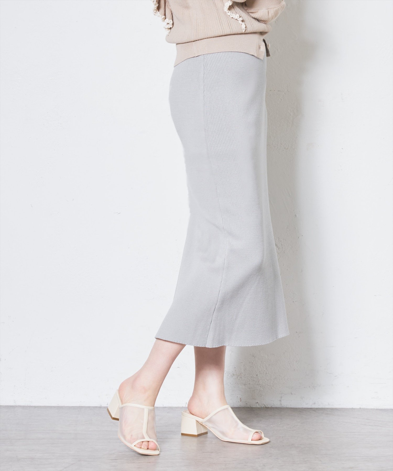 natural couture(ナチュラルクチュール) 【WEB限定カラー有り】抗菌加工便利なリブニットスカート