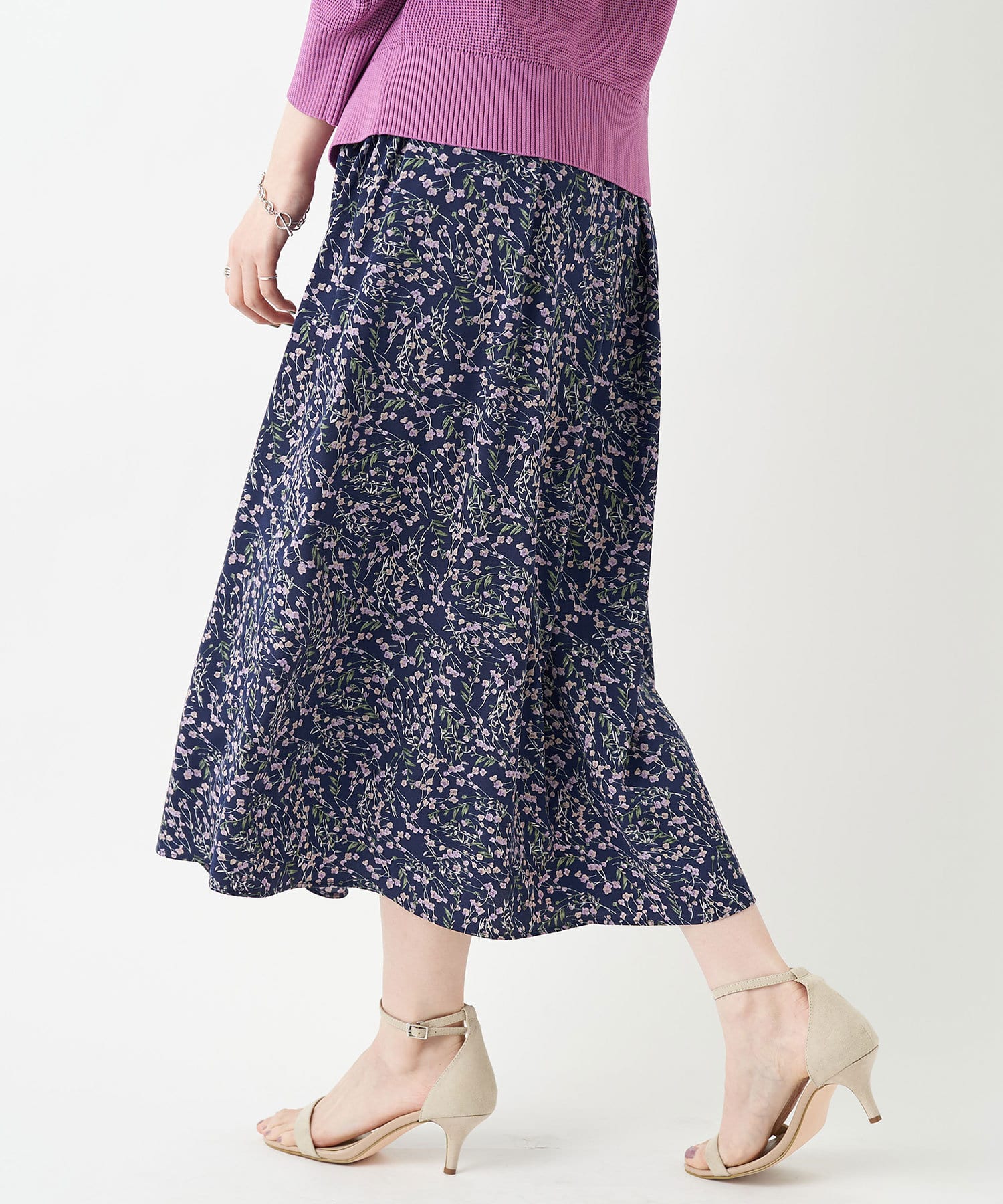 un dix cors(アンディコール) 【広がり過ぎないシルエット】プリントギャザースカート