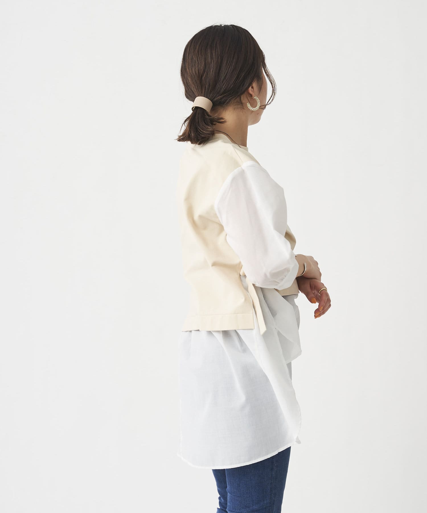 Chez toi(シェトワ) 布帛ドッキングカットベストプルオーバー