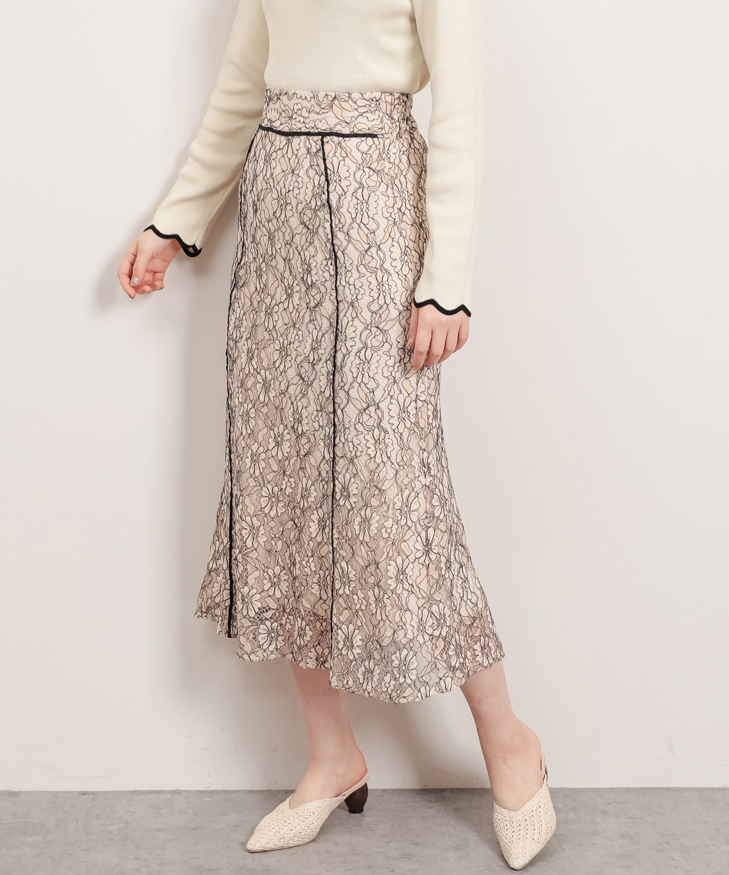 配色レーススカート | natural couture(ナチュラルクチュール 