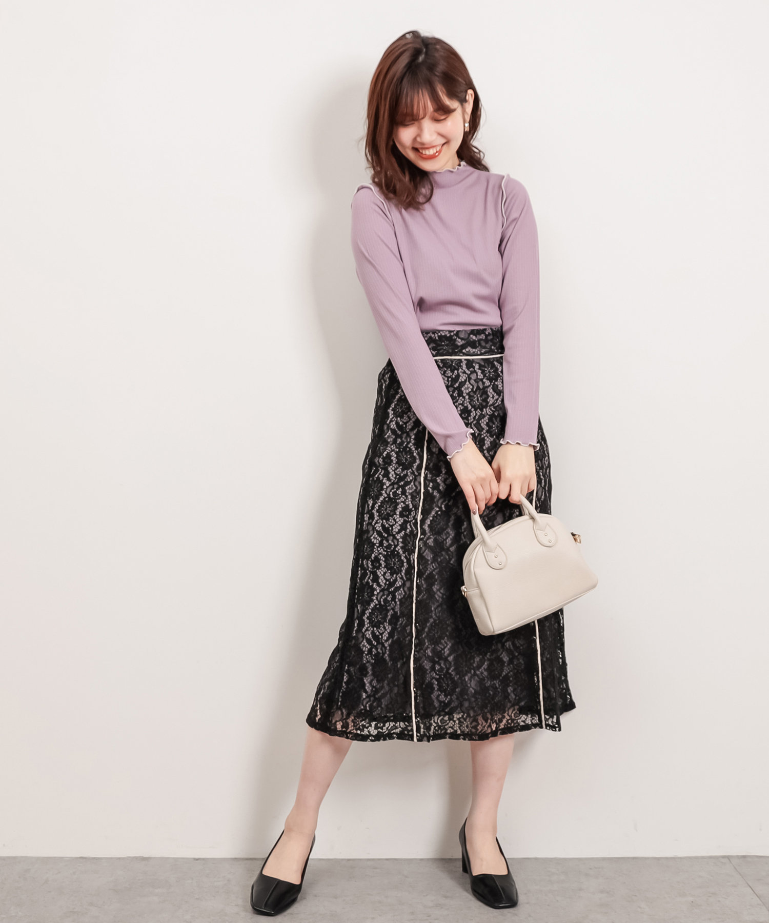 natural couture(ナチュラルクチュール) 配色レーススカート