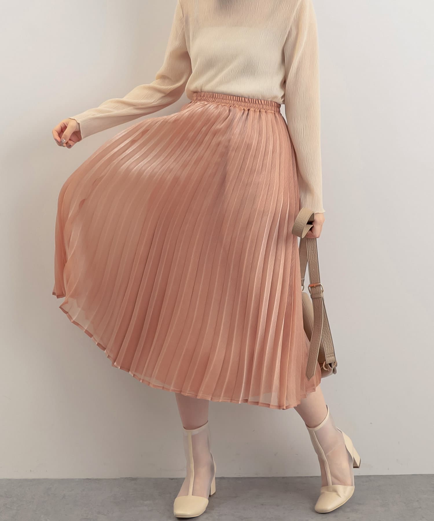 natural couture(ナチュラルクチュール) キラキラシアープリーツスカート